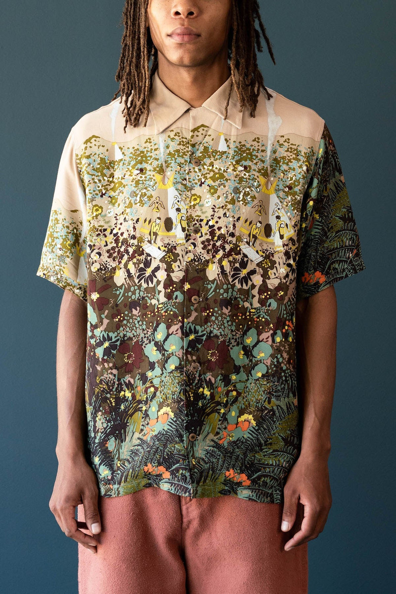 Kapital Rayon NABAJO LAND Aloha Shirt - Light Pink outlook