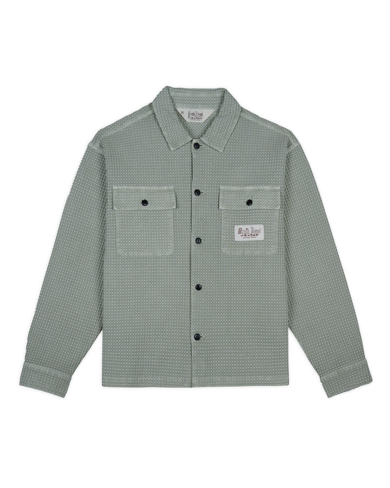 Waffle Button Front Shirt - Silver Pine 1