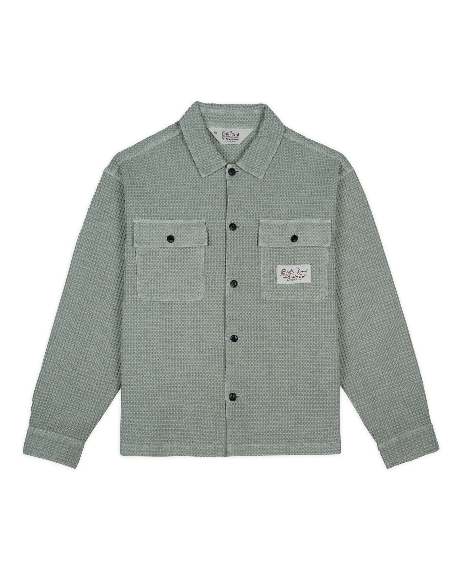 Waffle Button Front Shirt - Silver Pine - 1