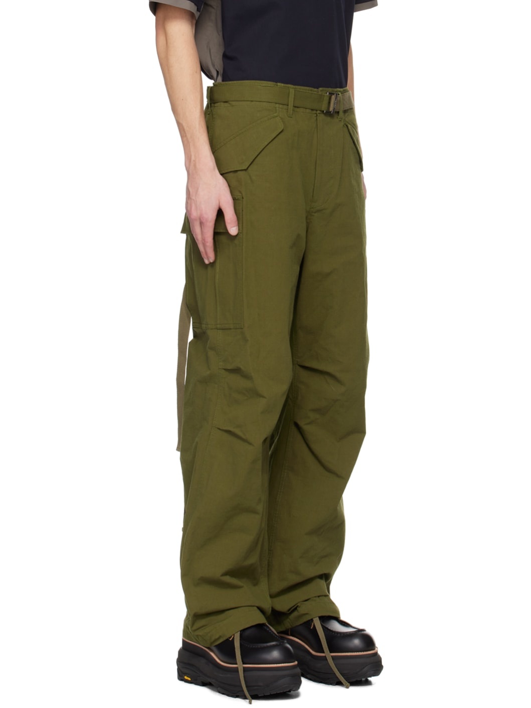 Khaki Cinch Cargo Pants - 2