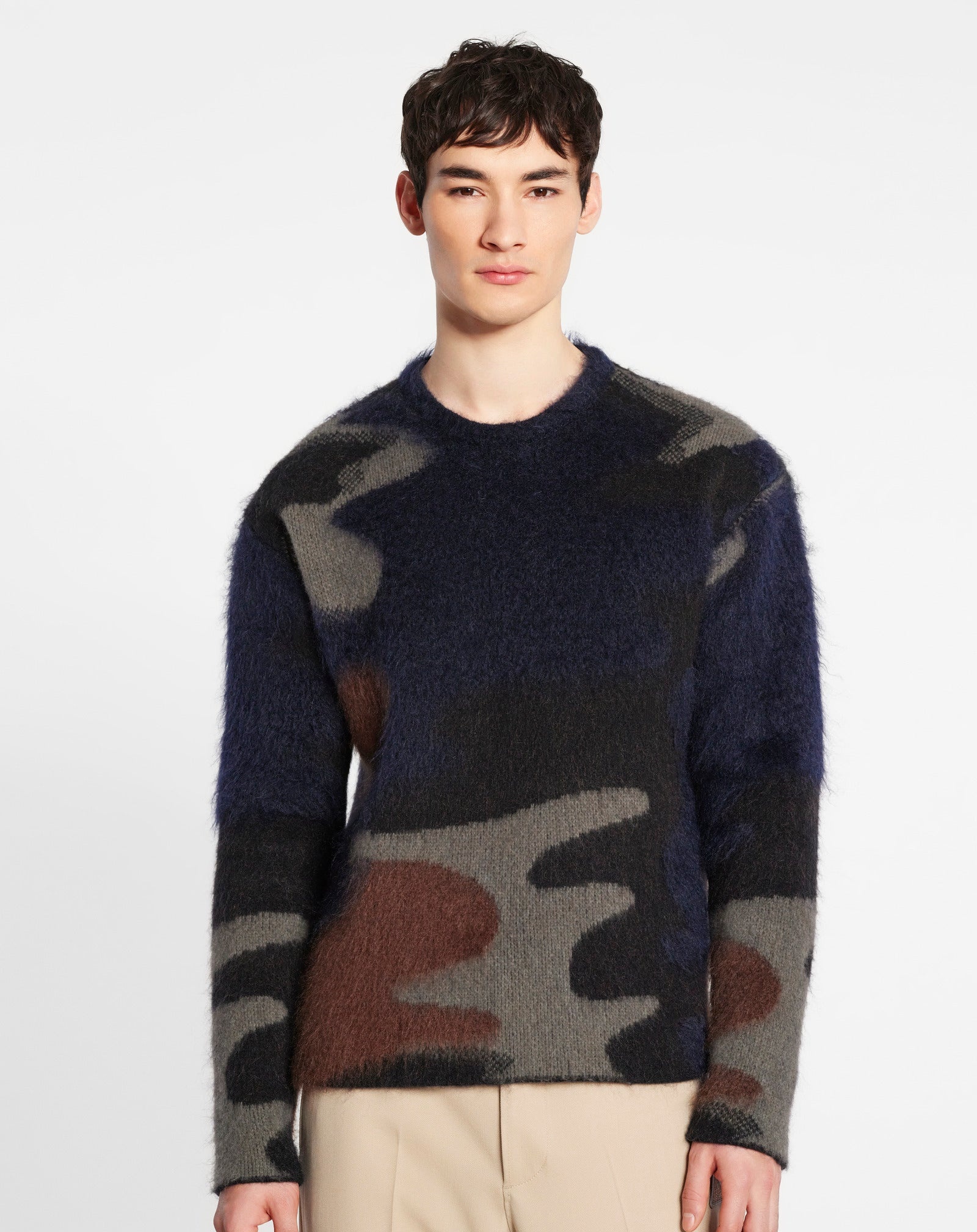 ROUND NECK CAMOUFLAGE KNIT SWEATER - 3
