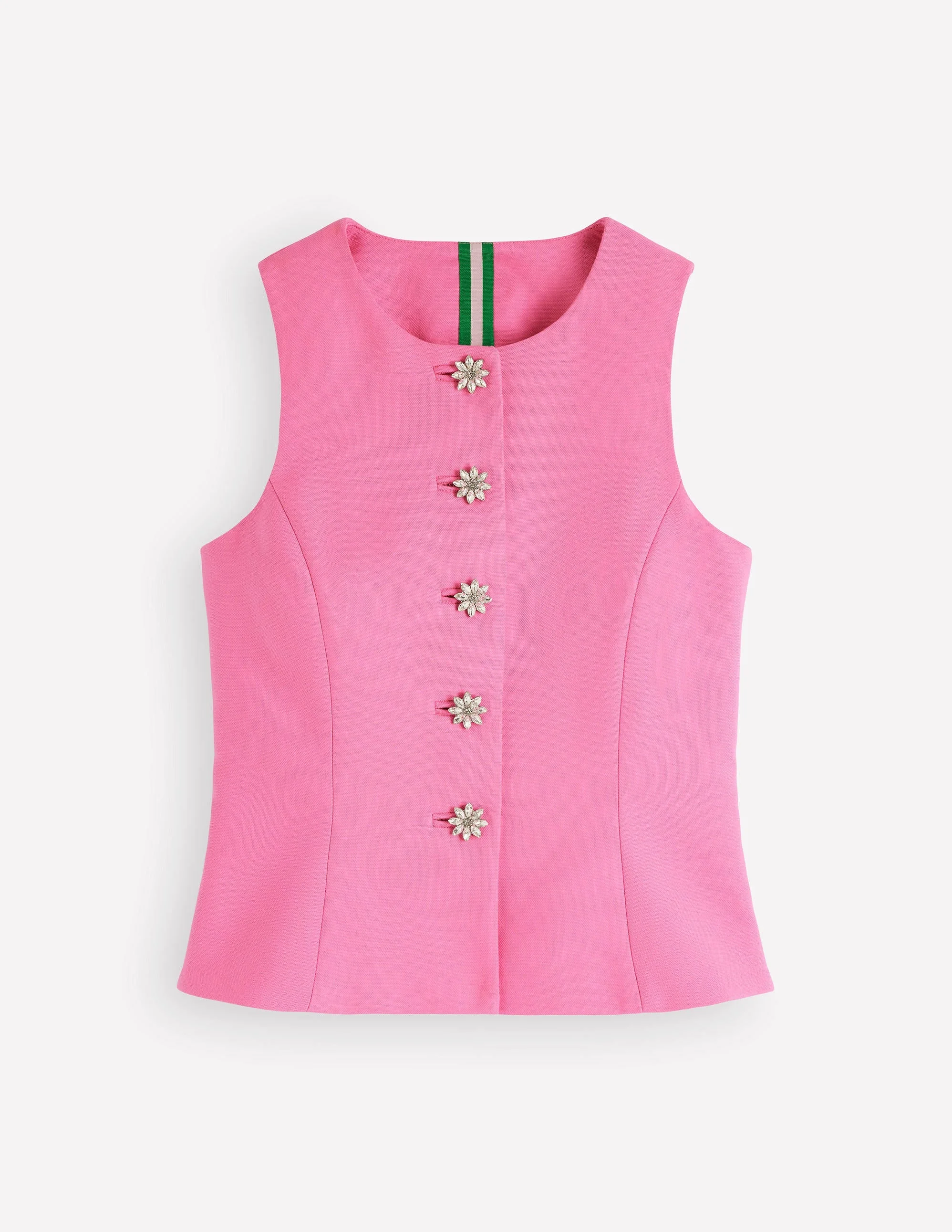 Textured Peplum Waistcoat-Wild Pink - 1