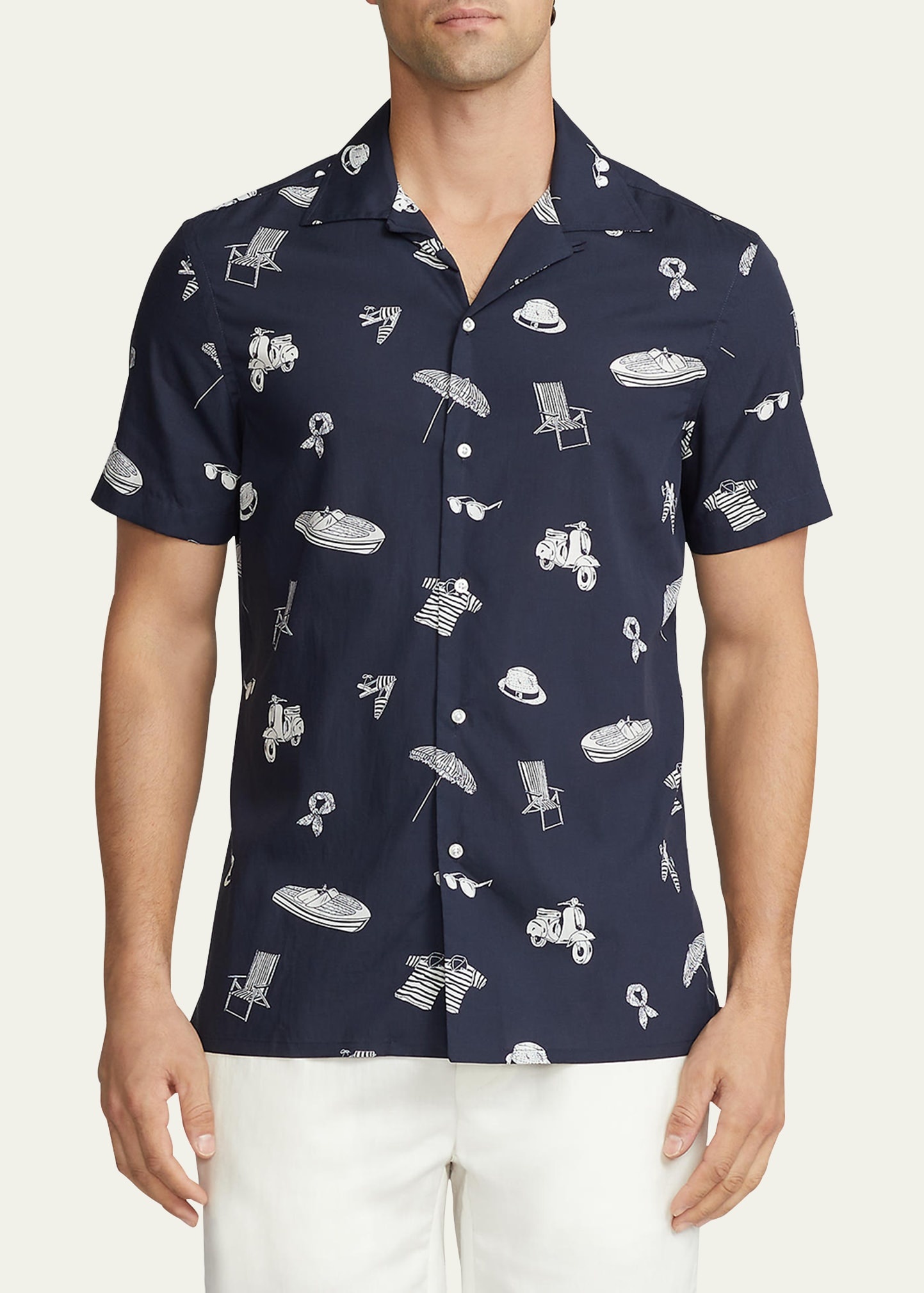 Men's Coastal-Print Camp Shirt - 4