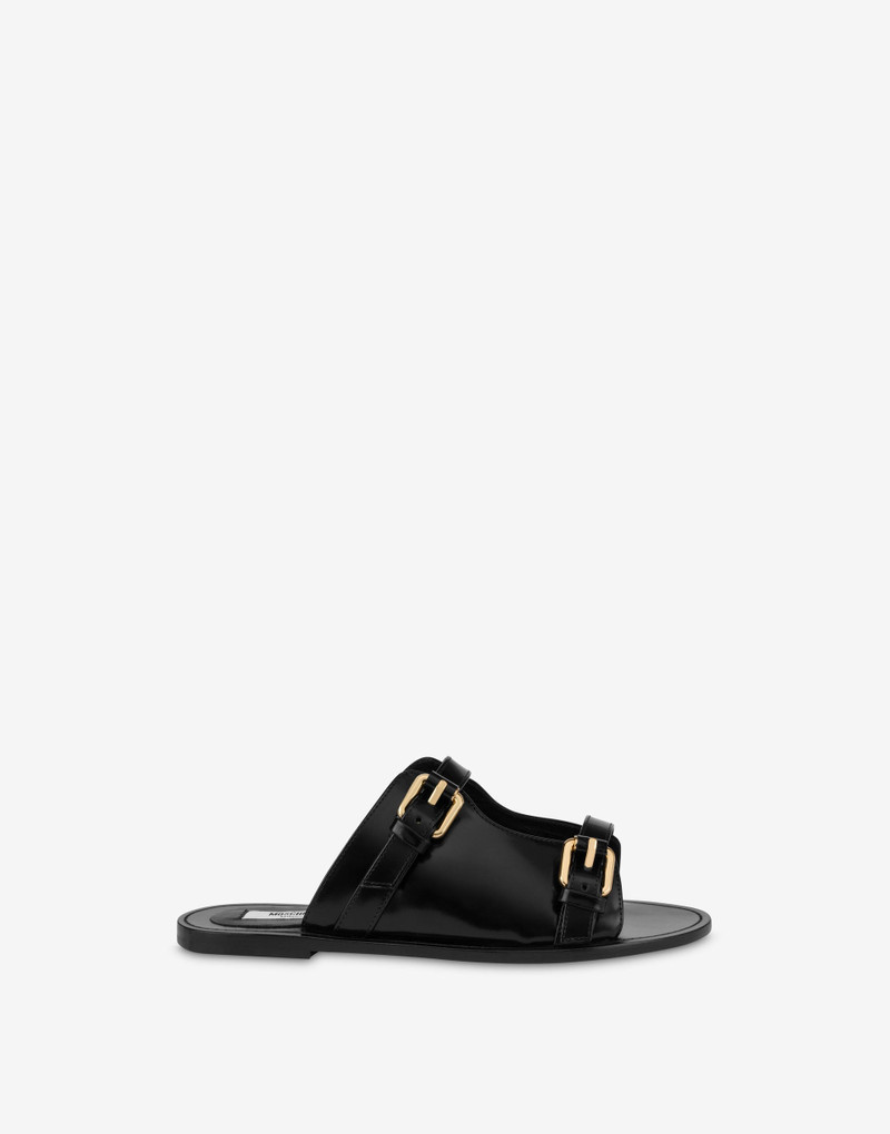 FLAT MOSCHINO BUCKLE SANDALS 1