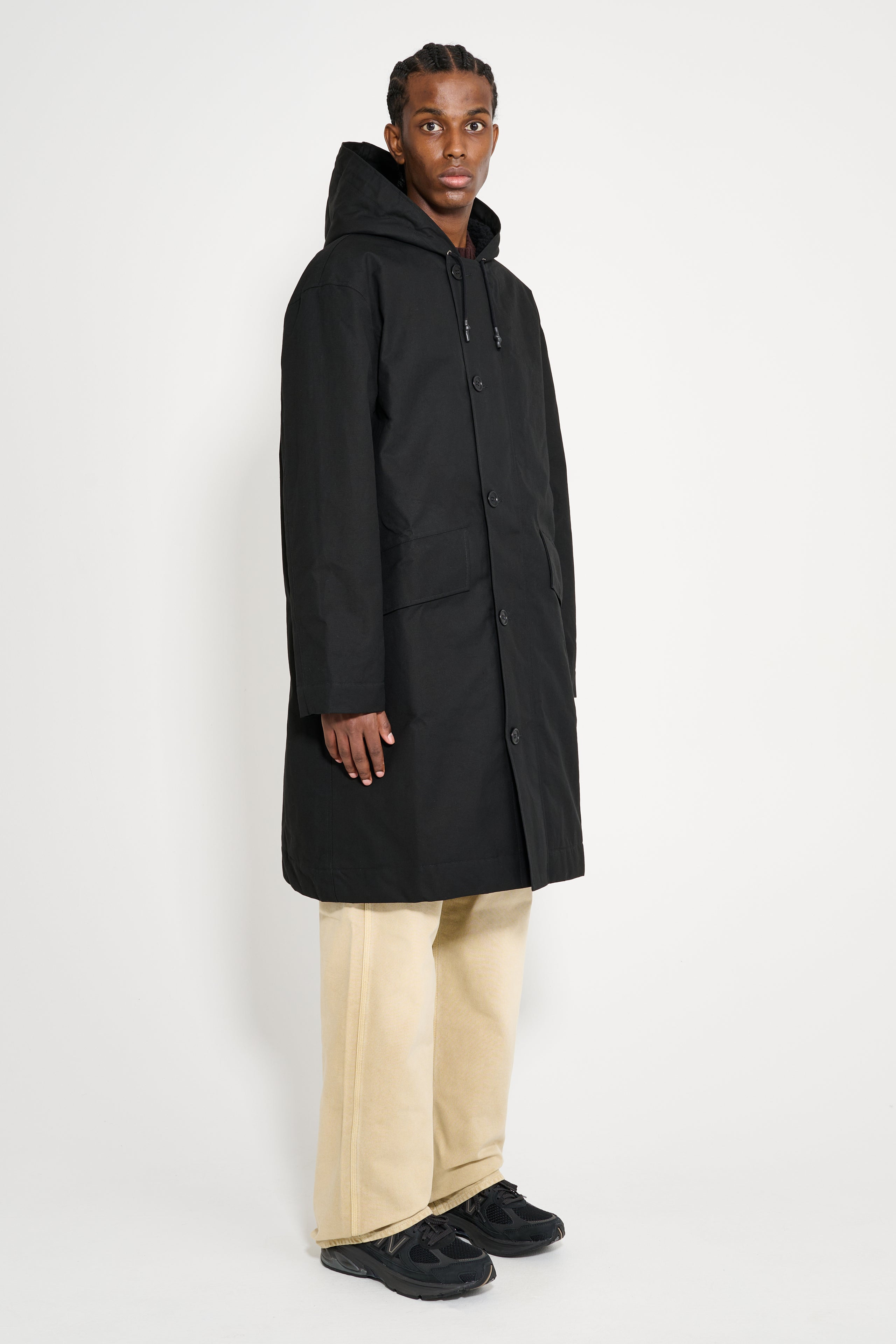 MARGARET HOWELL MHL HOODED DECK PARKA DRY COTTON CANVAS BLACK - 4