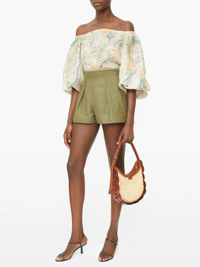 Chloé Pleated-front linen-blend shorts outlook