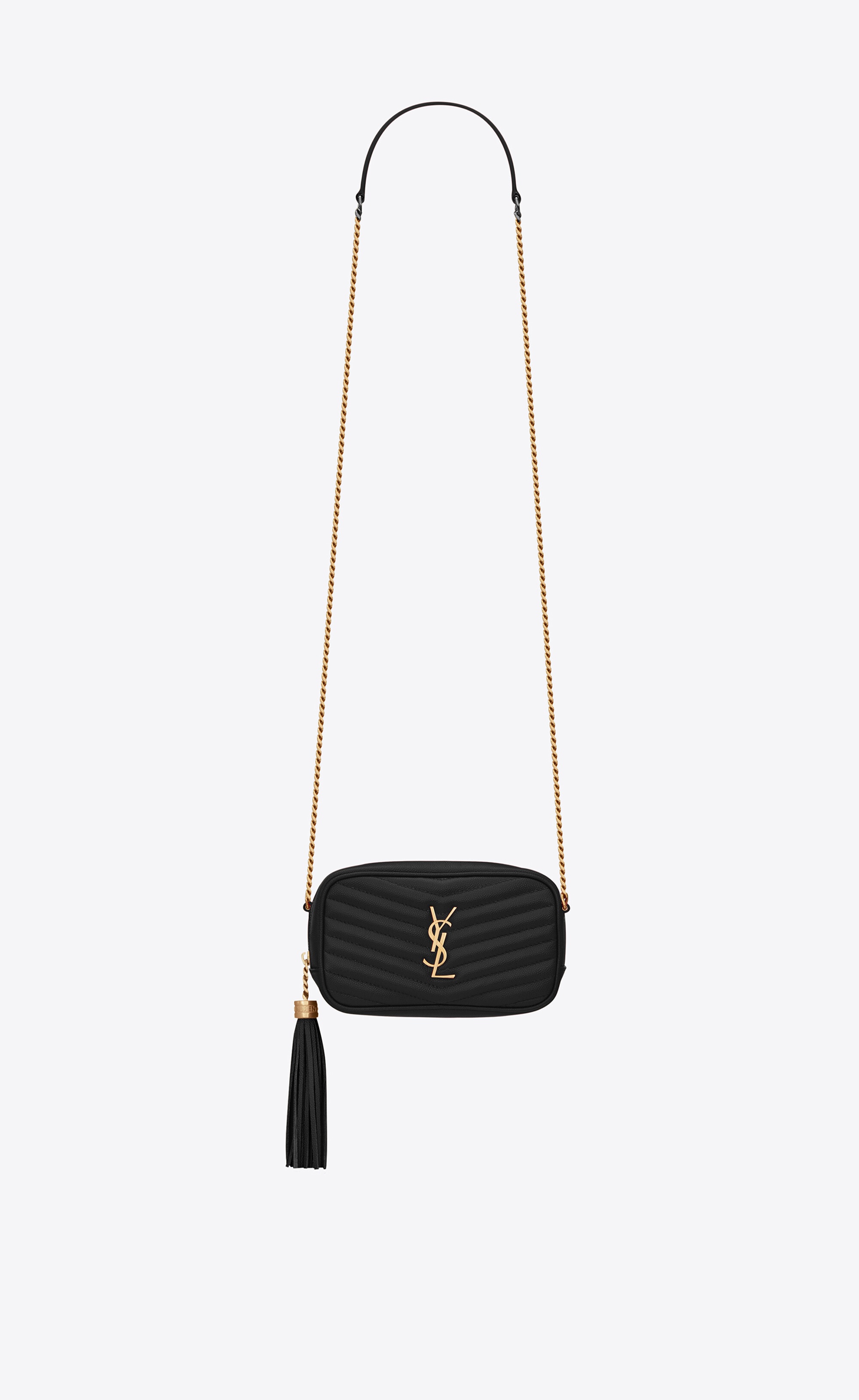 SAINT LAURENT lou mini bag in quilted grain de poudre embossed leather REVERSIBLE