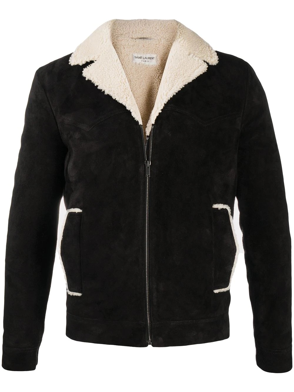 shearling short zip-up jacket - 1