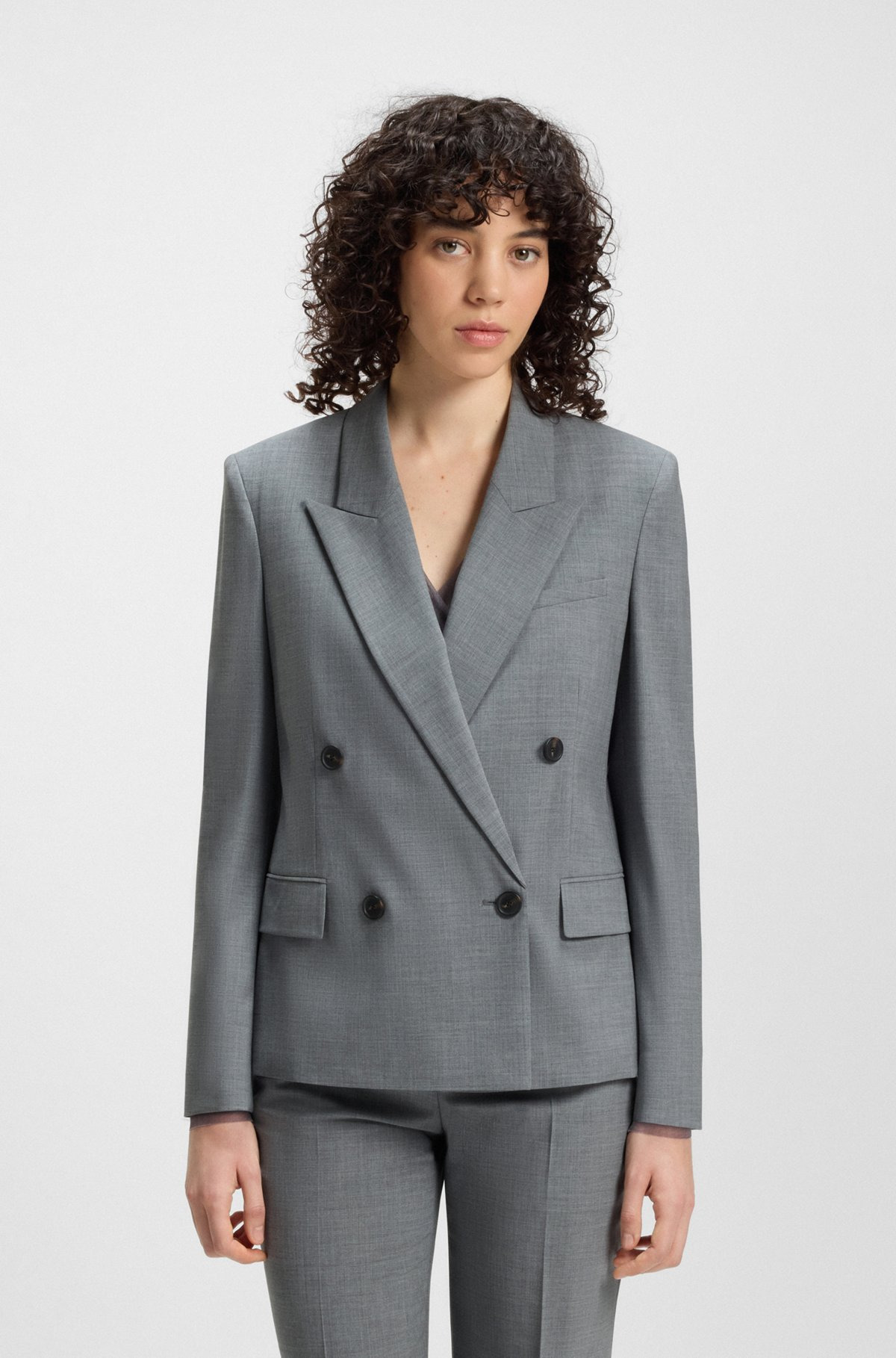 DOUBLE-BREASTED COAT IN A MELANGE WOOL - 2