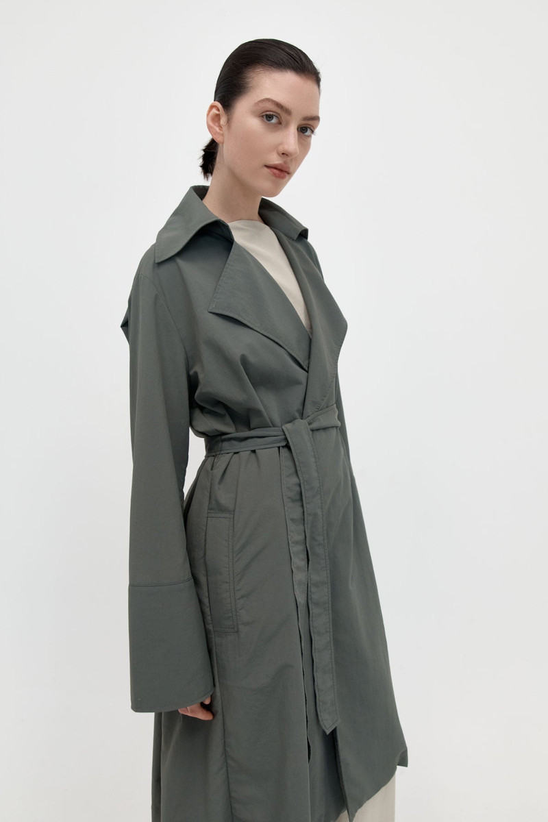 ST. AGNI Summer Trench Coat - Thyme outlook