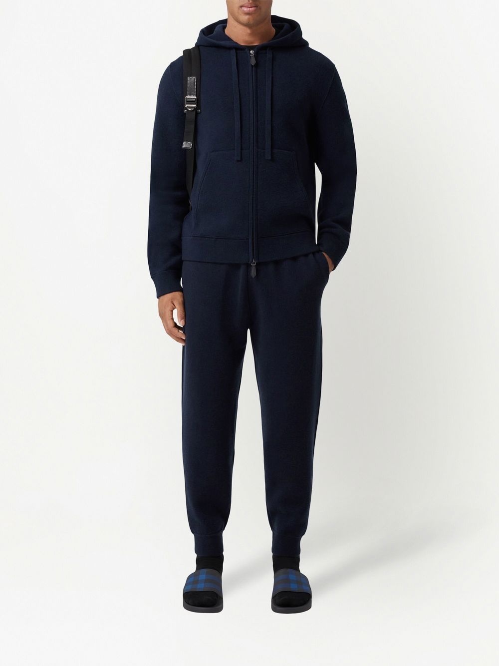 logo-embroidered cashmere track pants - 2