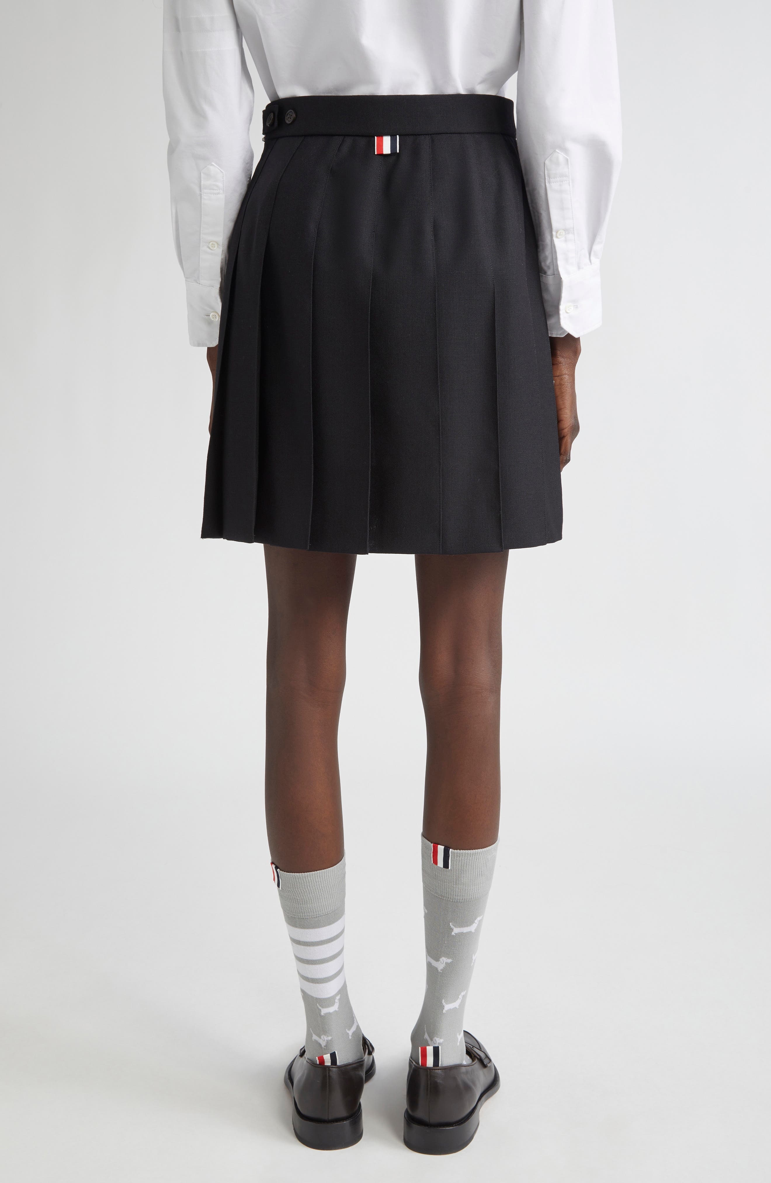 Thom Browne Drop Back Pleated Wool Miniskirt in Black at Nordstrom - 3