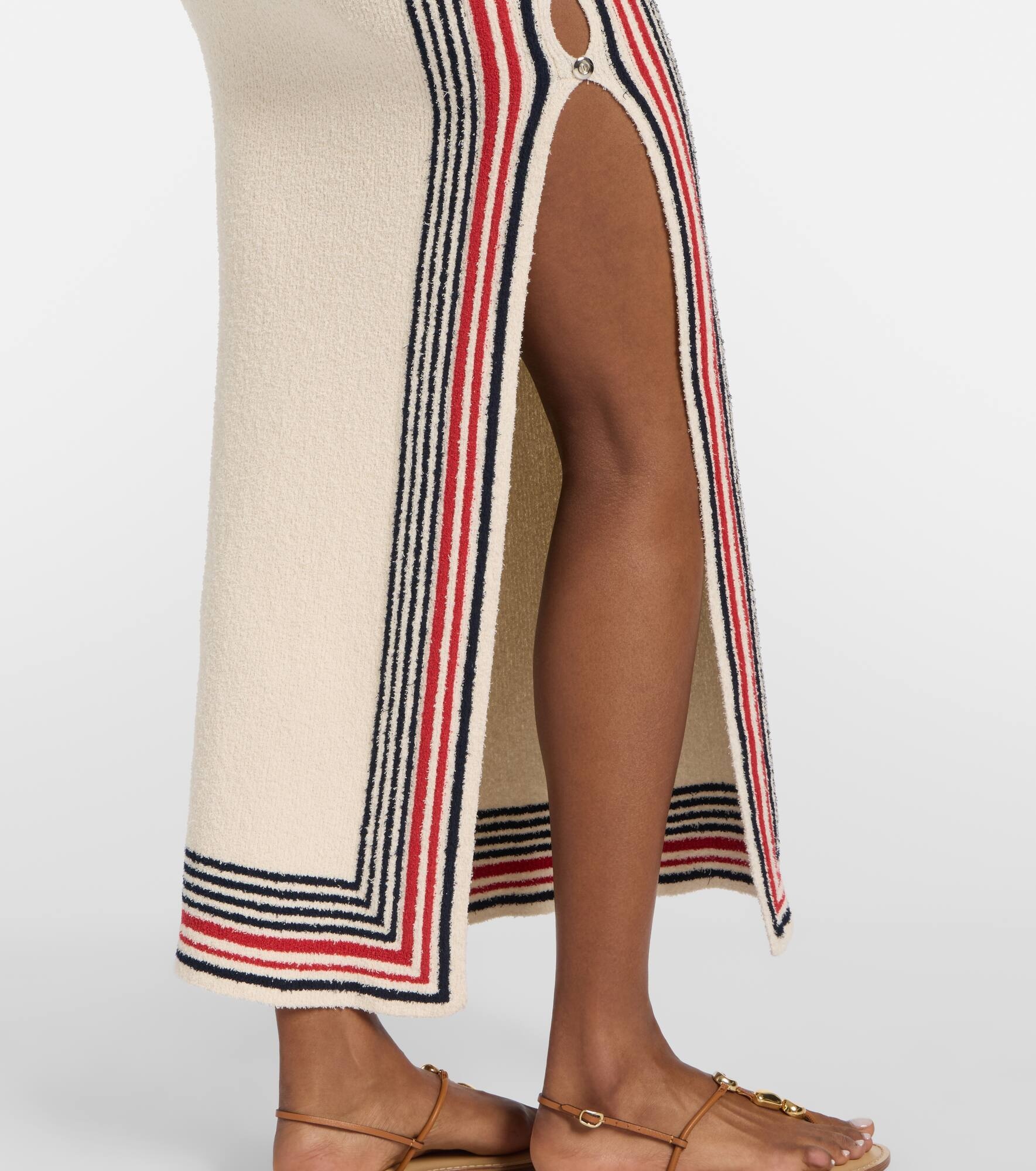 Striped cotton-blend terry midi dress - 6