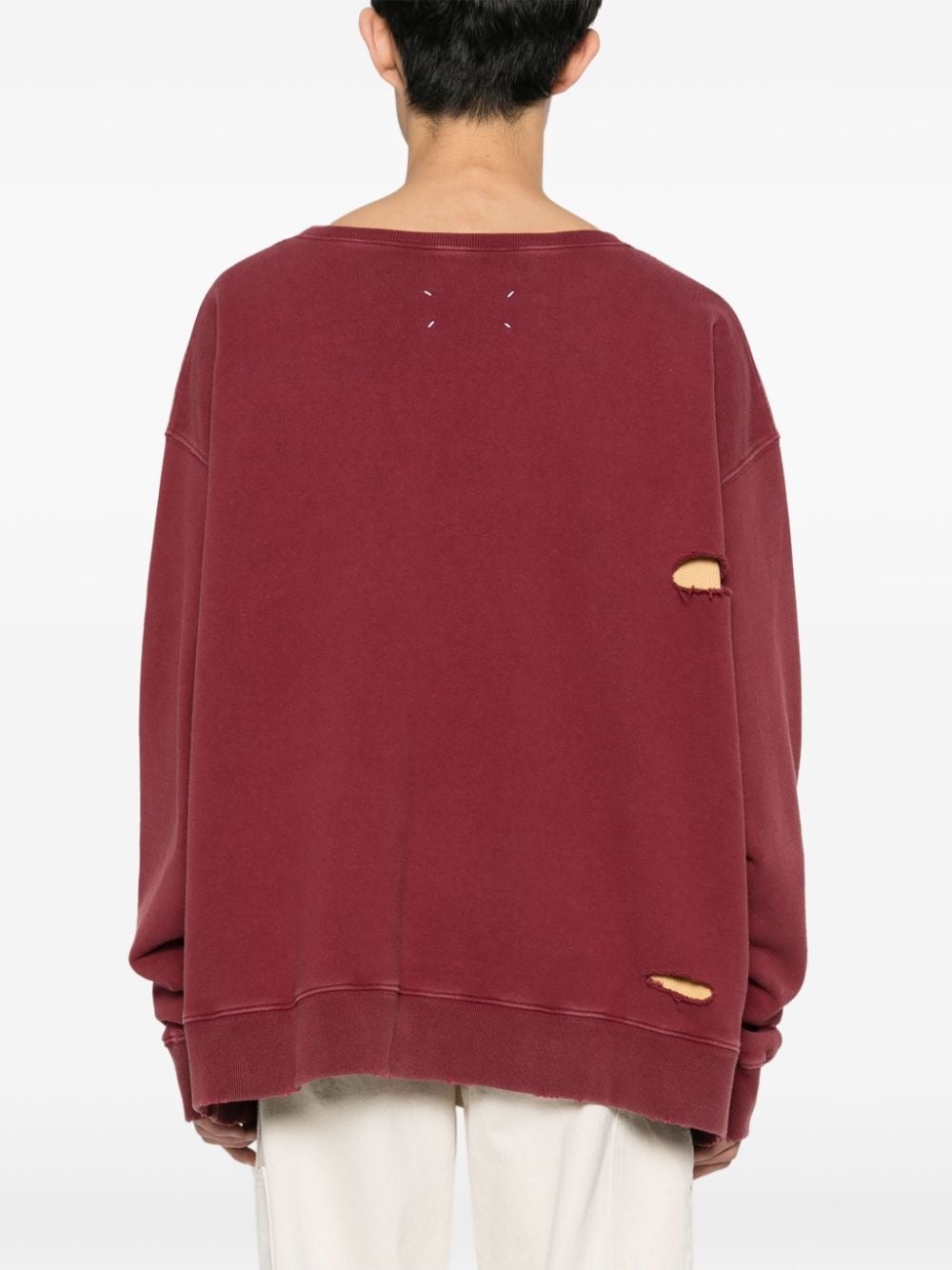 distressed layered cotton sweatshirt - 4