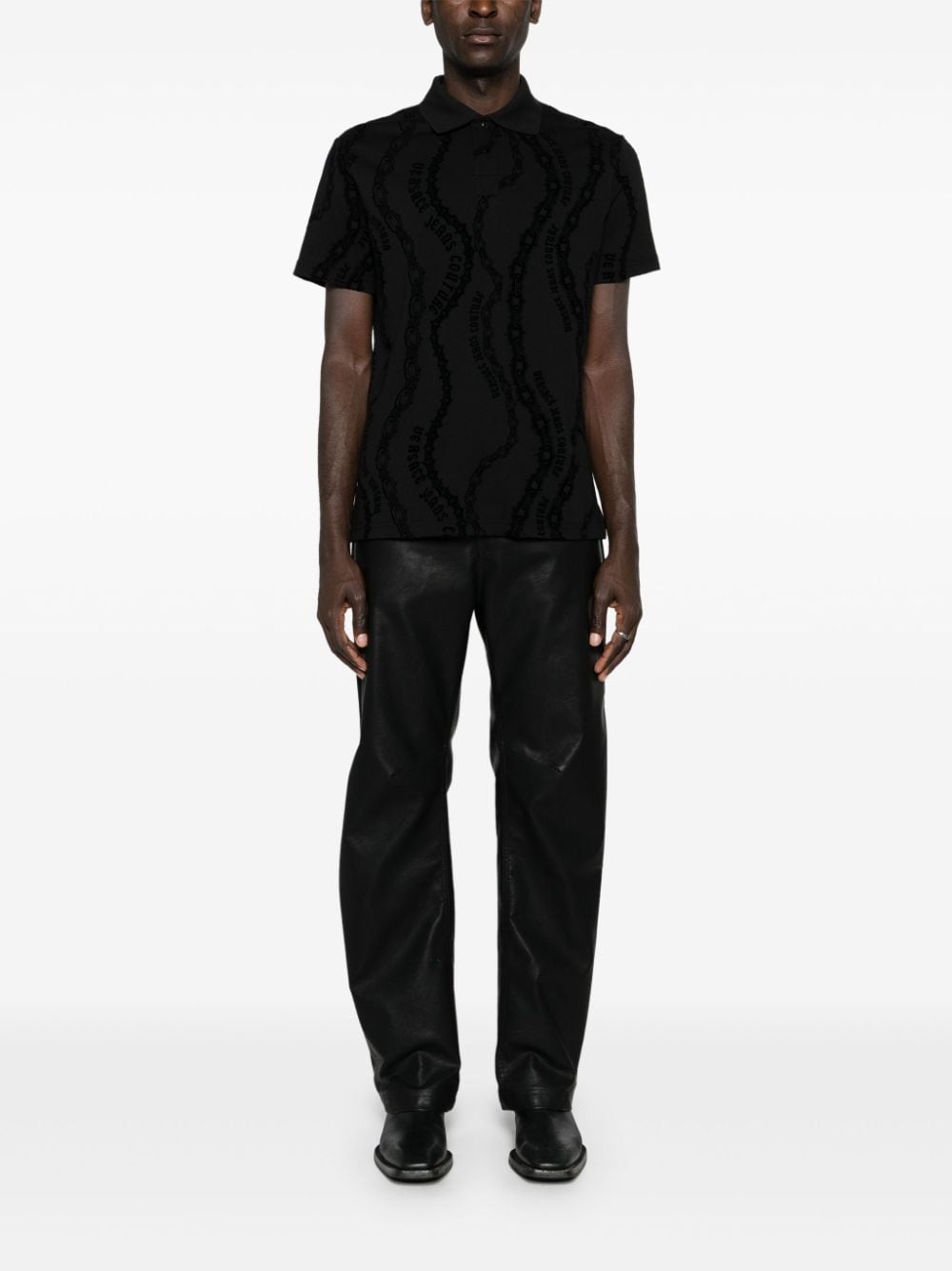 flocked-print jersey polo shirt - 2