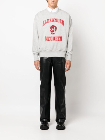 Alexander McQueen logo-embroidered cotton hoodie outlook