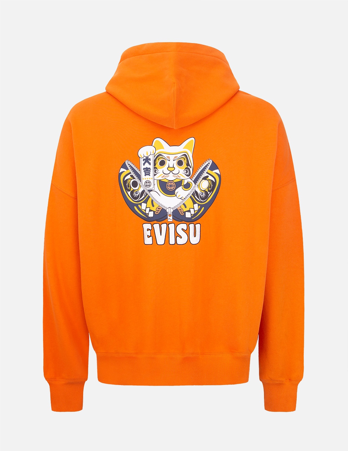 ZIP-UP DARUMA AND FORTUNE CAT PRINT HOODED SWEATSHIRT - 2