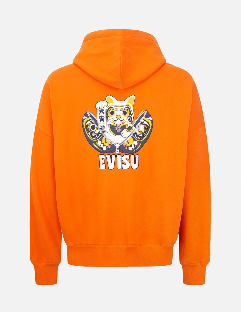 EVISU ZIP-UP DARUMA AND FORTUNE CAT PRINT HOODED SWEATSHIRT outlook
