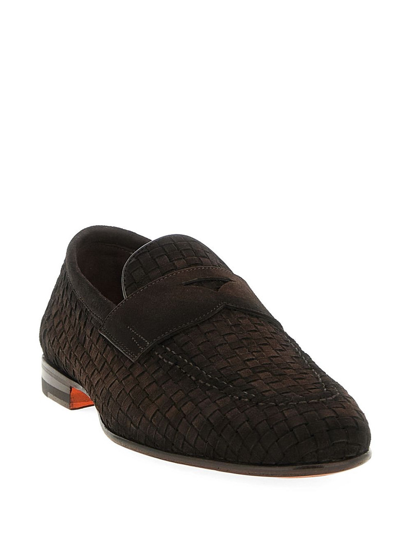 Santoni Carlo woven leather loafers outlook