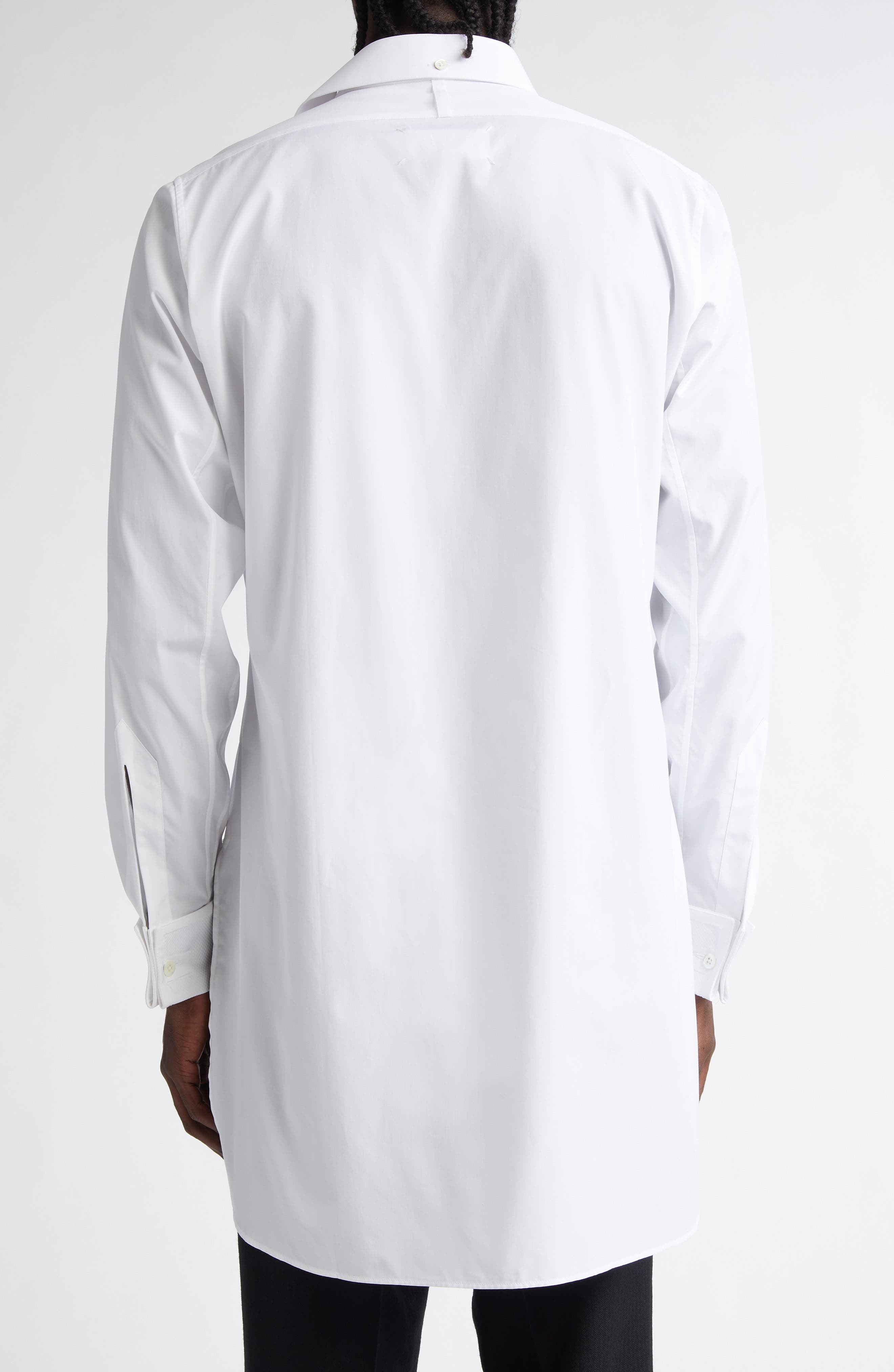 Maison Margiela Cotton Poplin Tuxedo Shirt in White at Nordstrom - 3