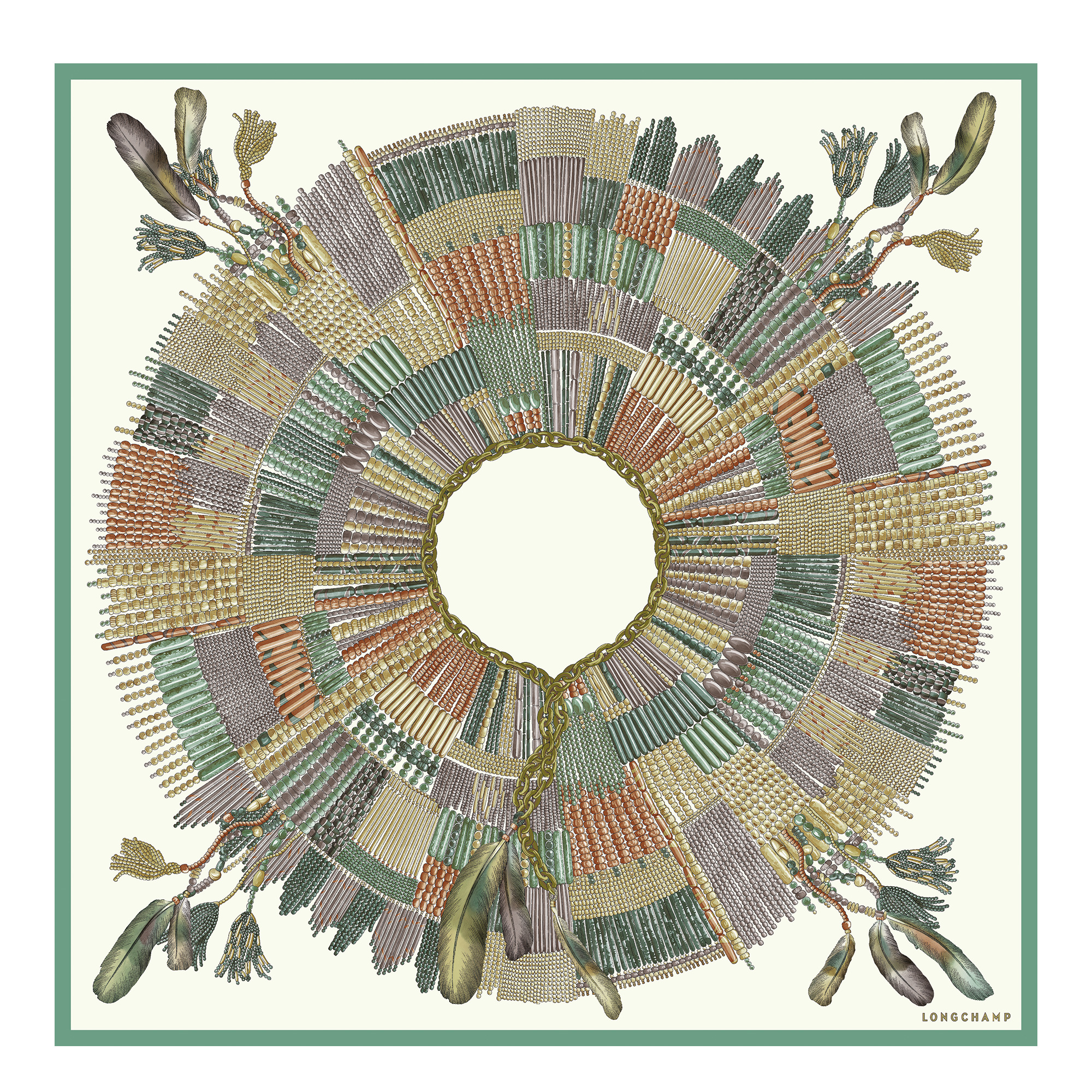 Collier Massaï Silk scarf 90 Khaki - Silk 1