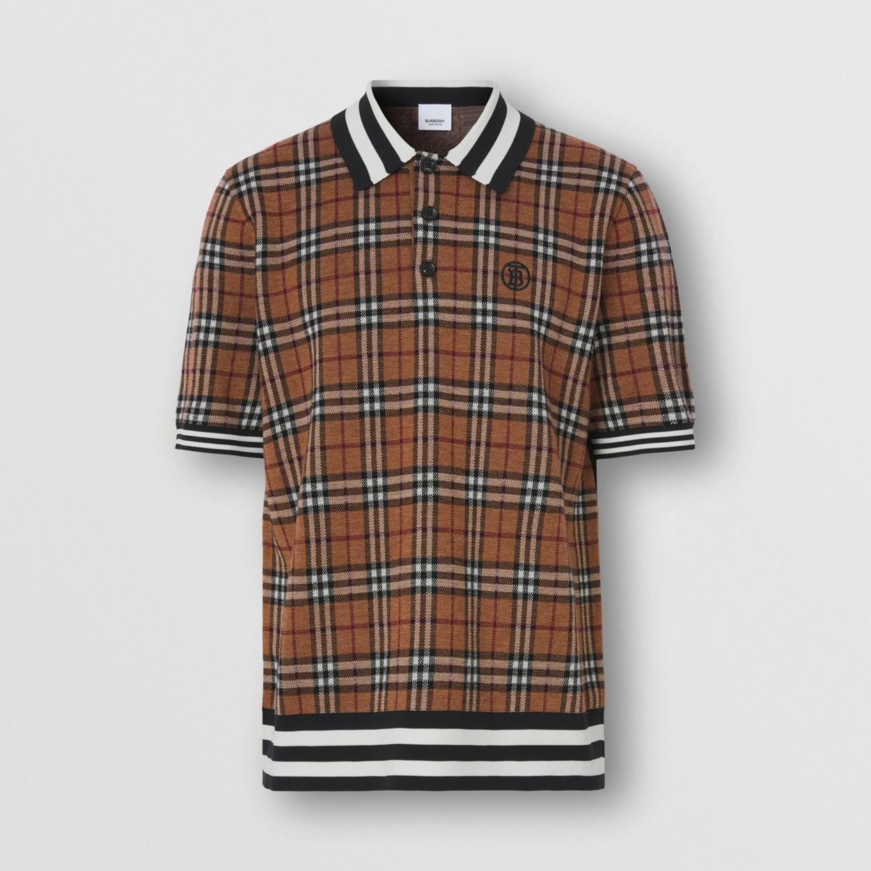 Monogram Motif Check Wool Jacquard Polo Shirt - 1