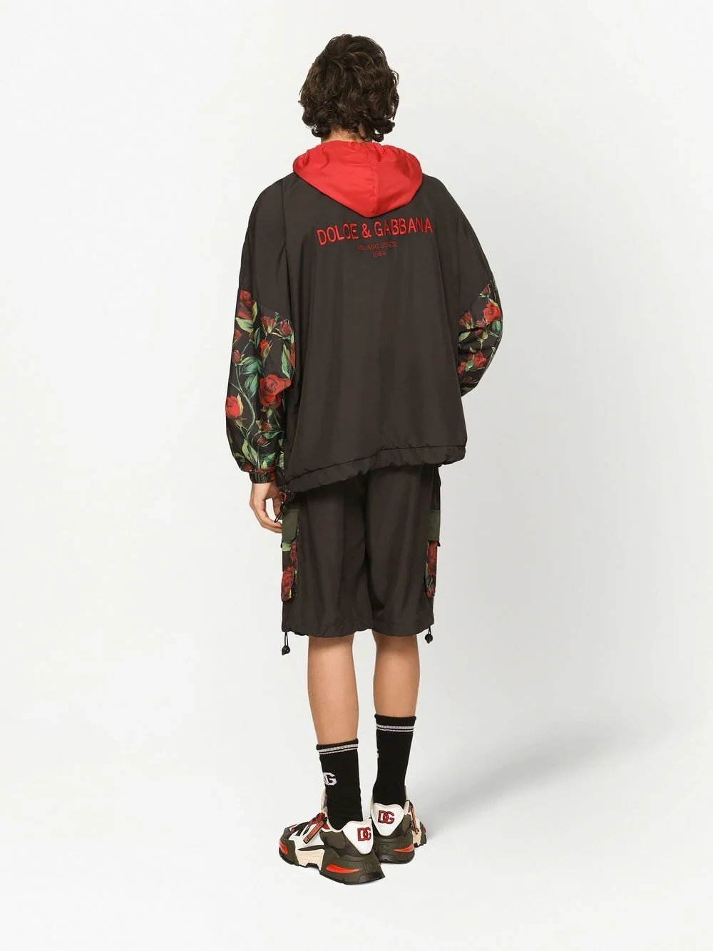 floral-print embroidered-logo hooded jacket - 4