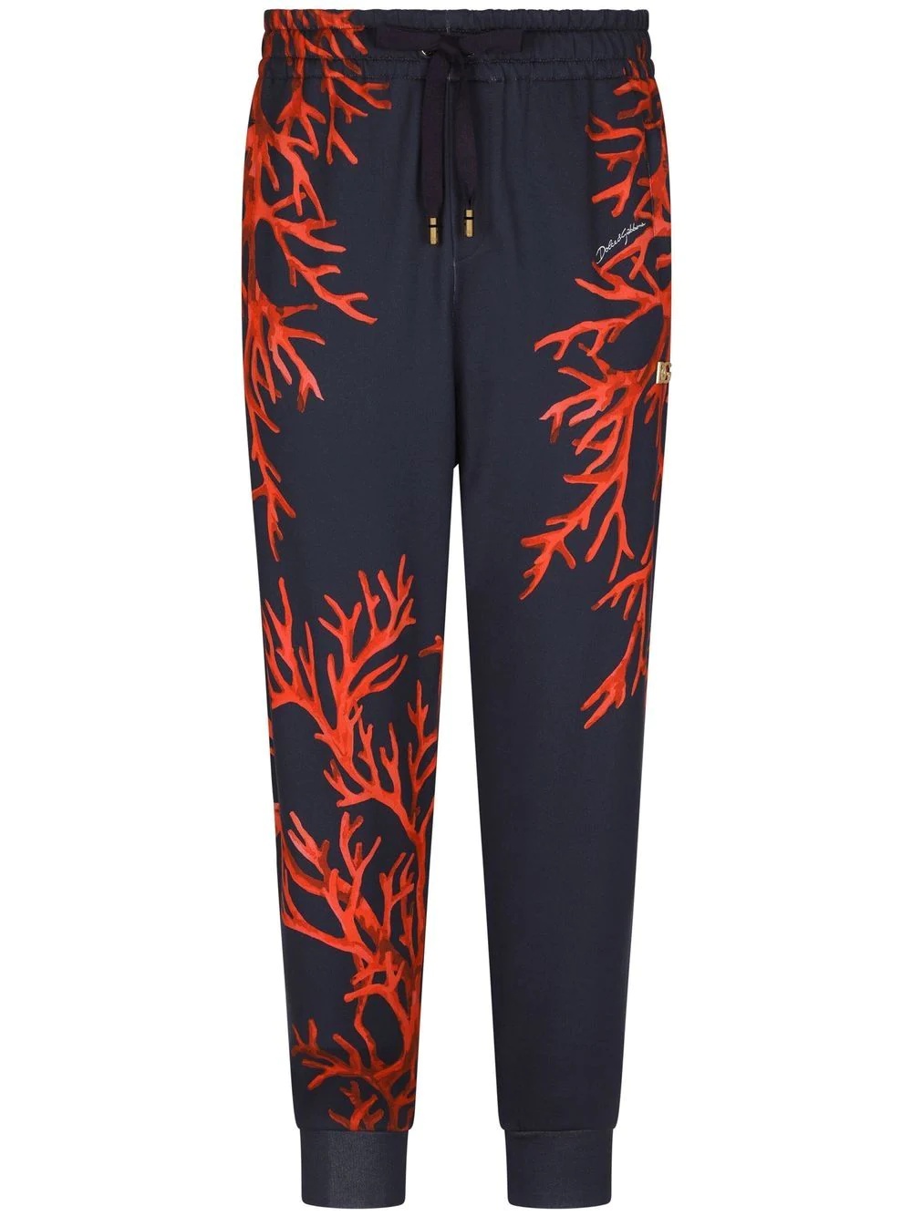 coral-print cotton track pants - 1