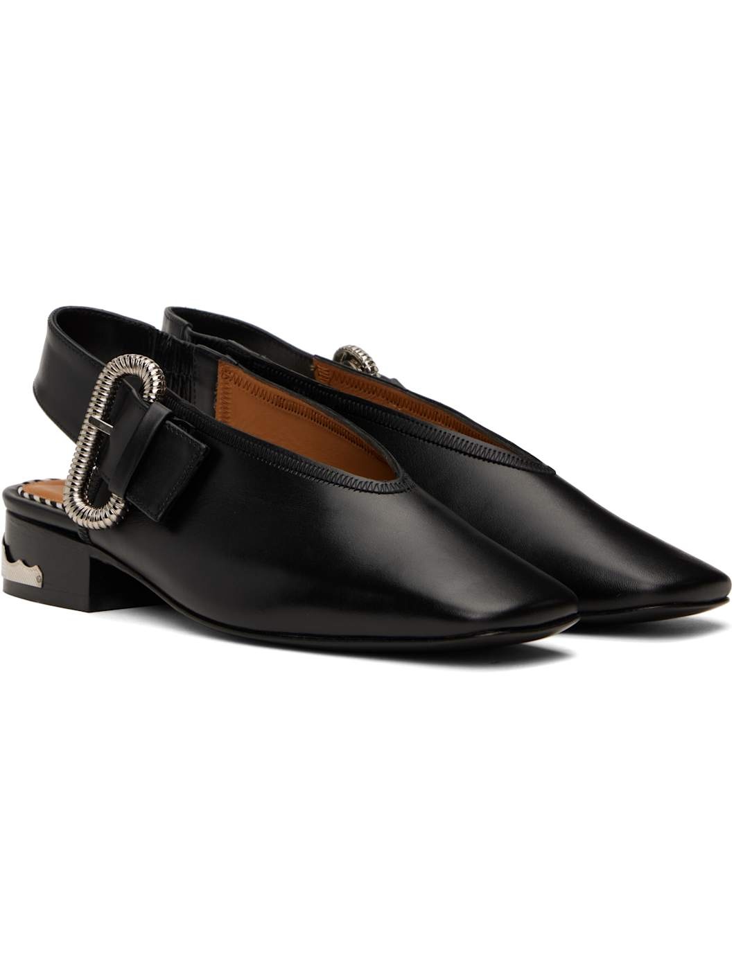 SSENSE Exclusive Black Leather Flats - 4