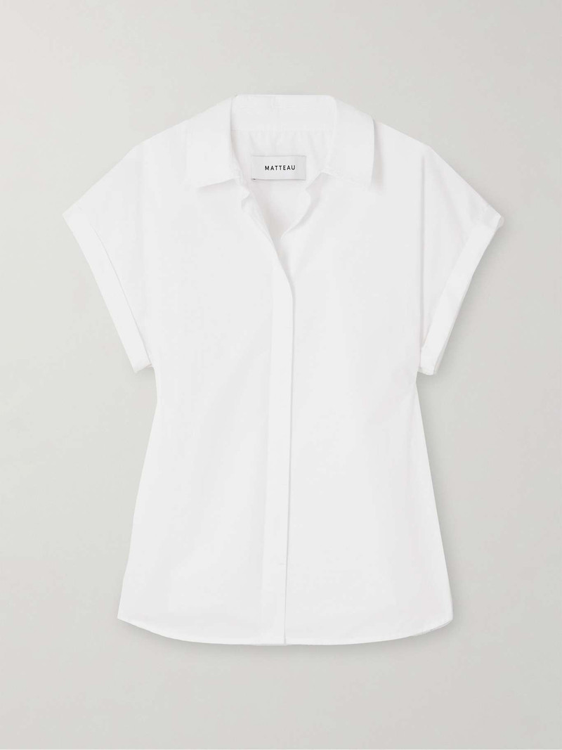 유기 면 Poplin 셔츠 백색 1