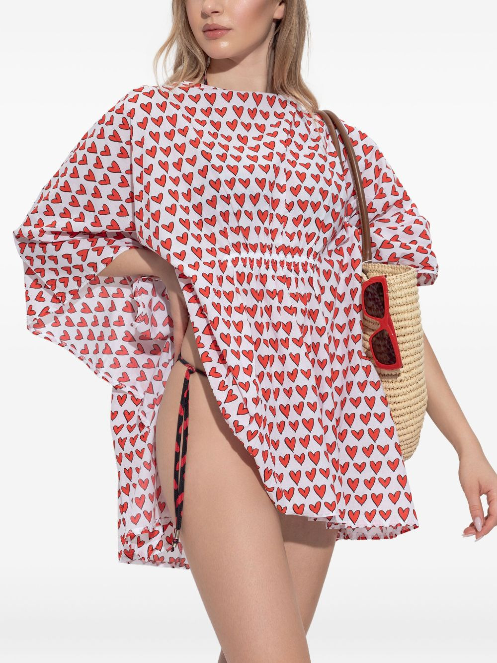 heart-print beach dress - 4