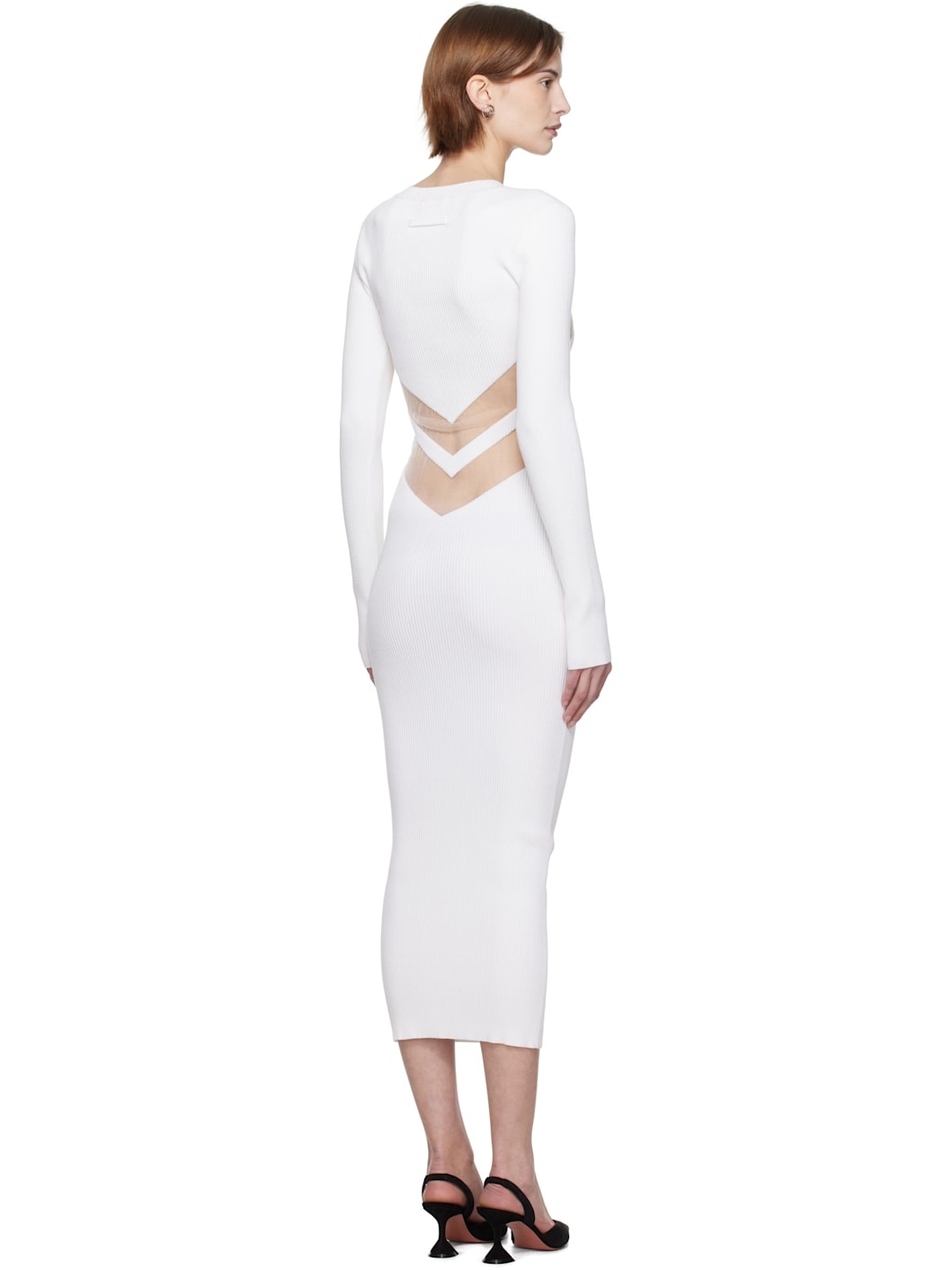 White 'The Chevrons' Midi Dress - 3