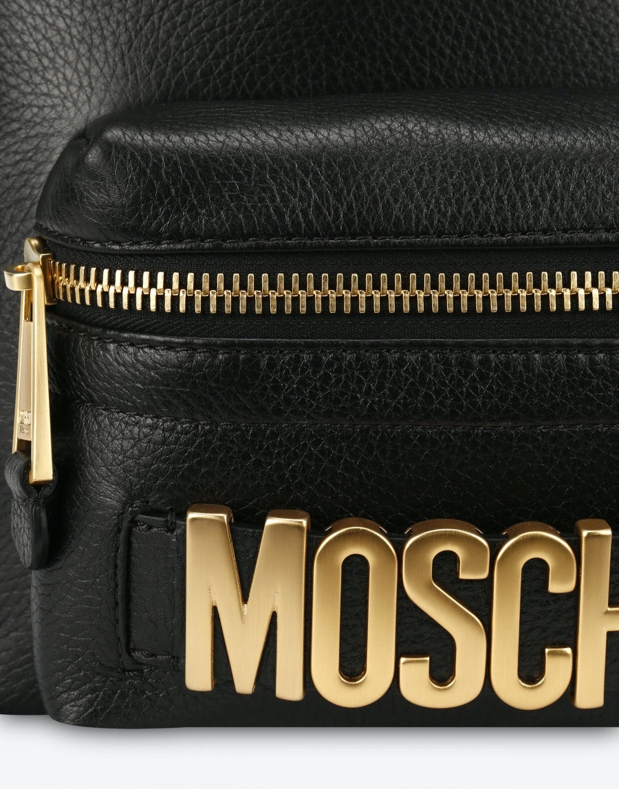 LEATHER BACKPACK WITH LETTERING LOGO - 4