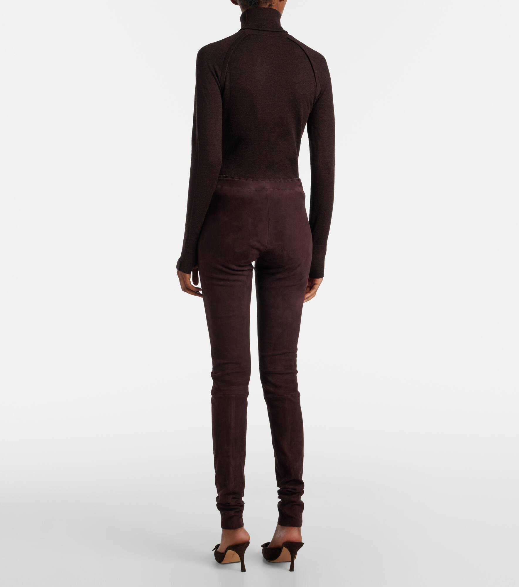 Carolyn mid-rise suede leggings - 3