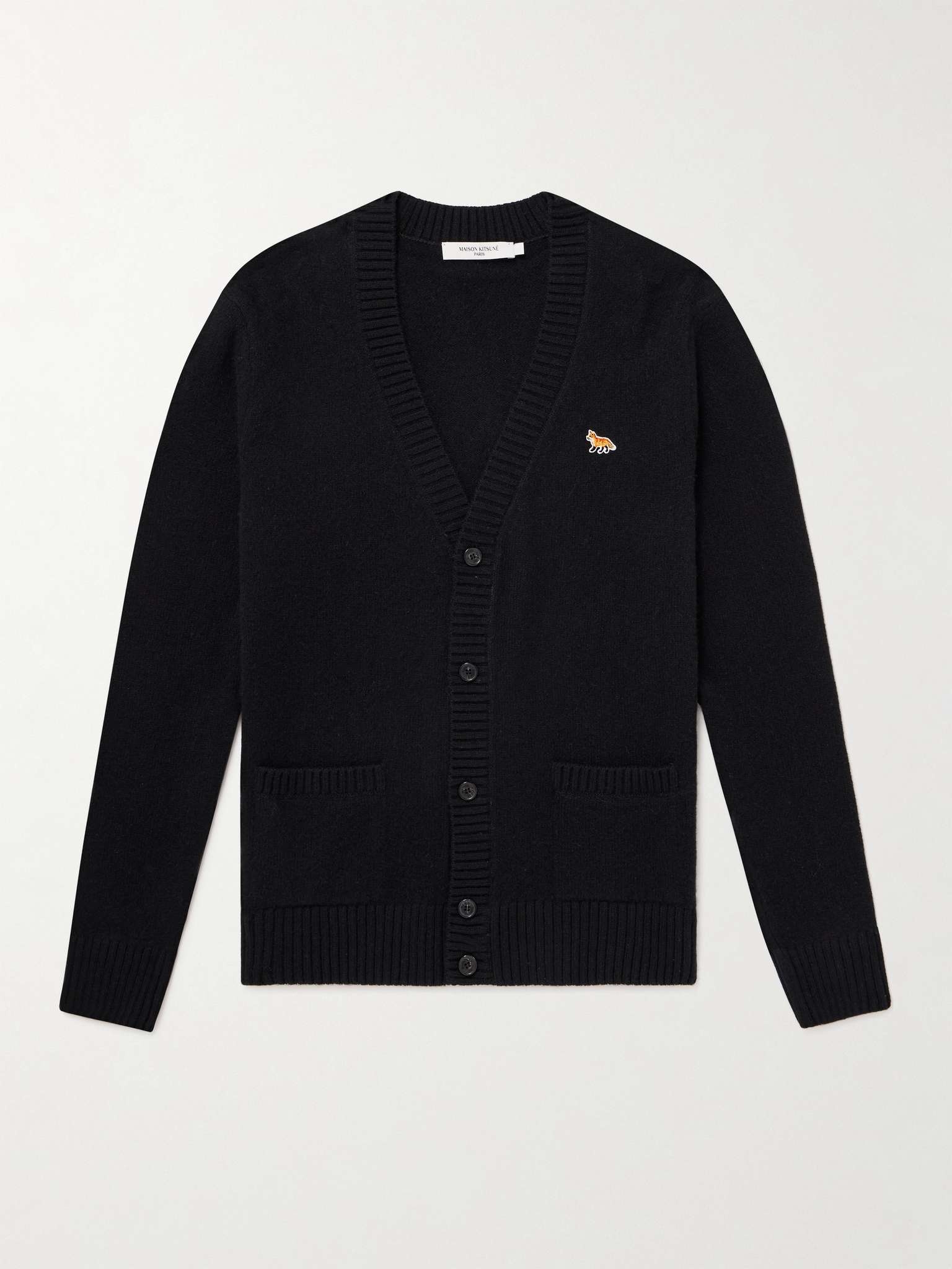 Slim-Fit Logo-Appliquéd Wool Cardigan - 1