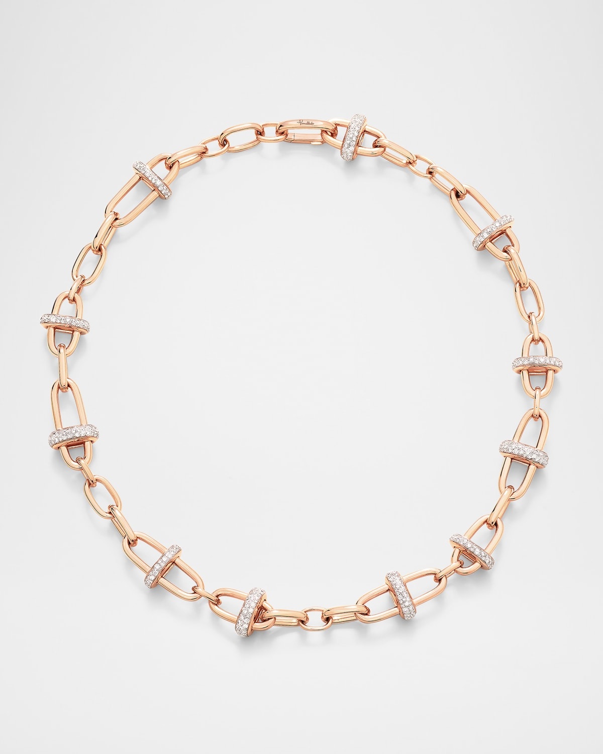 Iconica 18K Rose Gold Diamond Banded Chain Necklace - 1