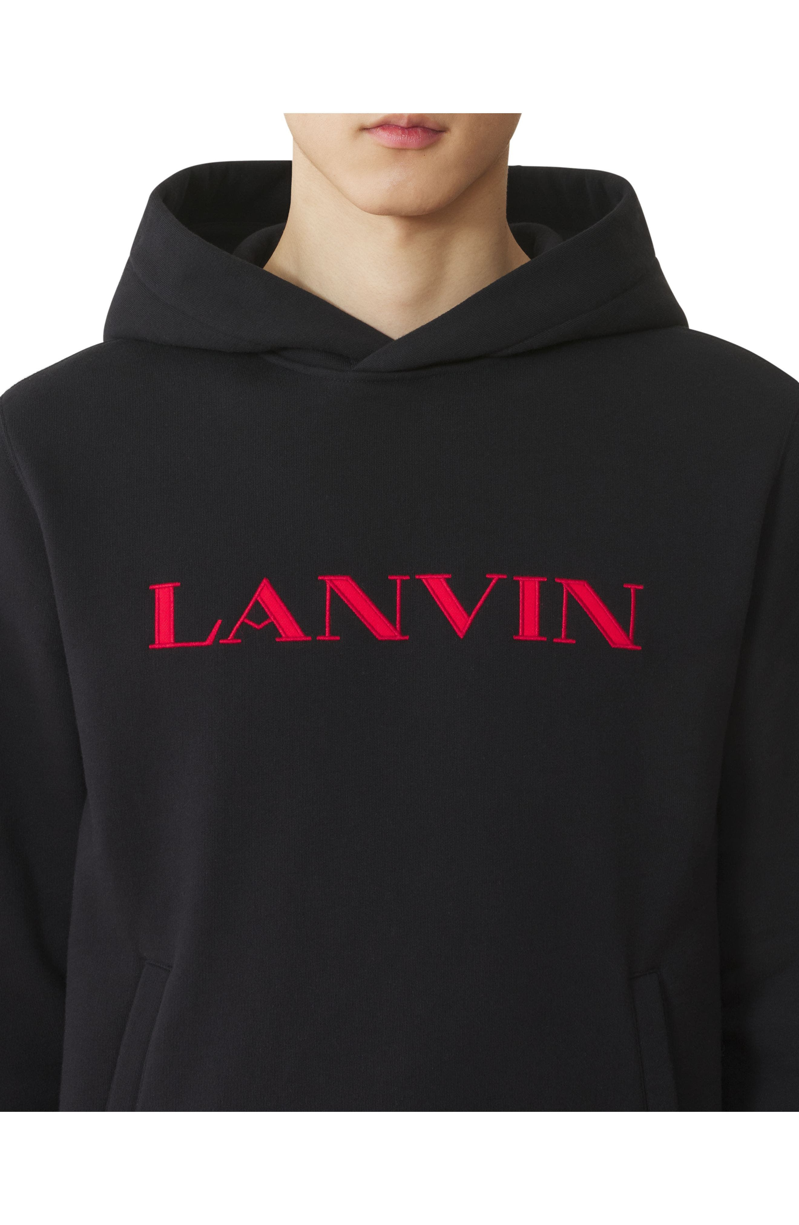 Lanvin Embroidered Cotton Hoodie in Black at Nordstrom - 5