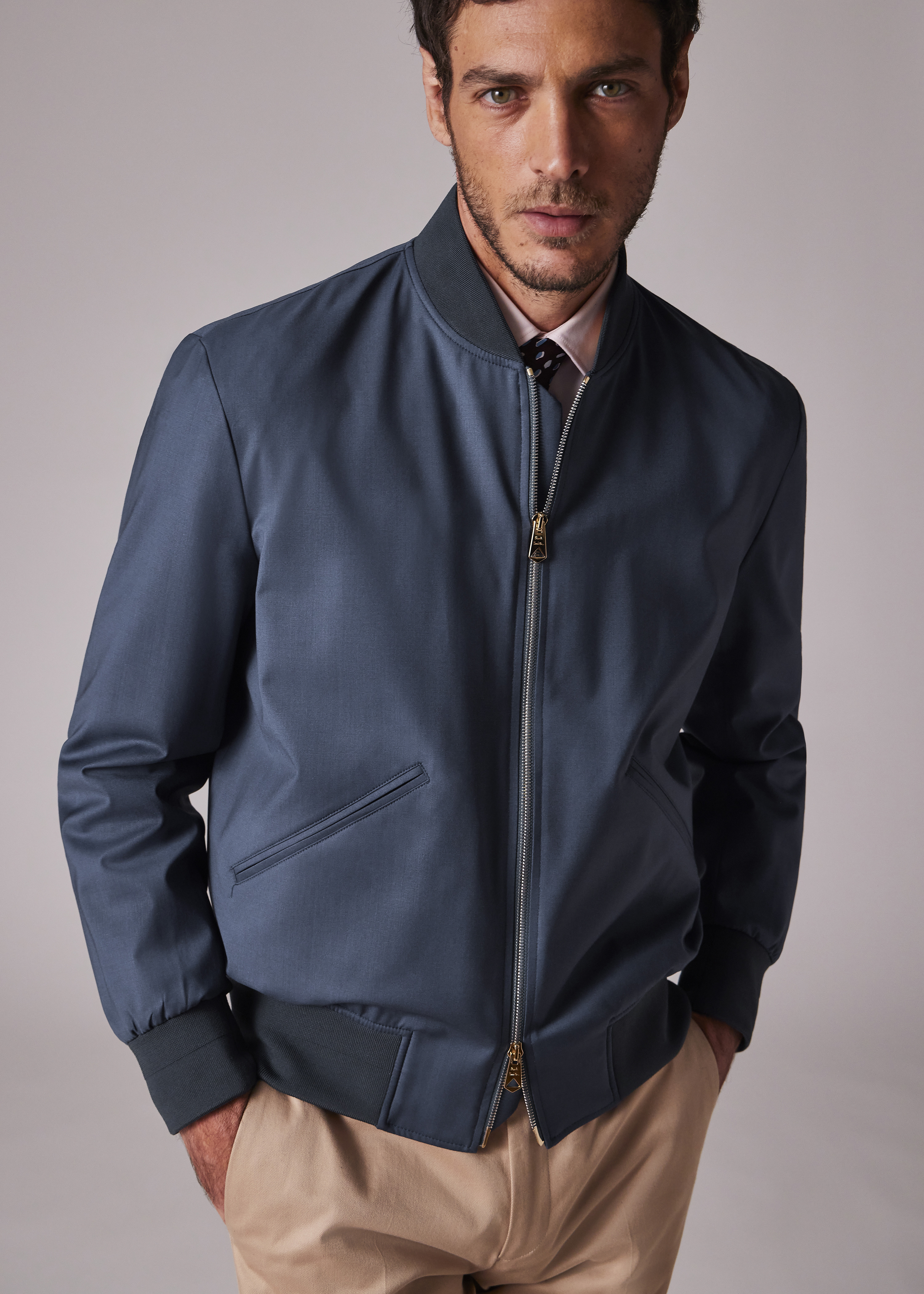 Blue 'Storm System' Wool Bomber Jacket - 5