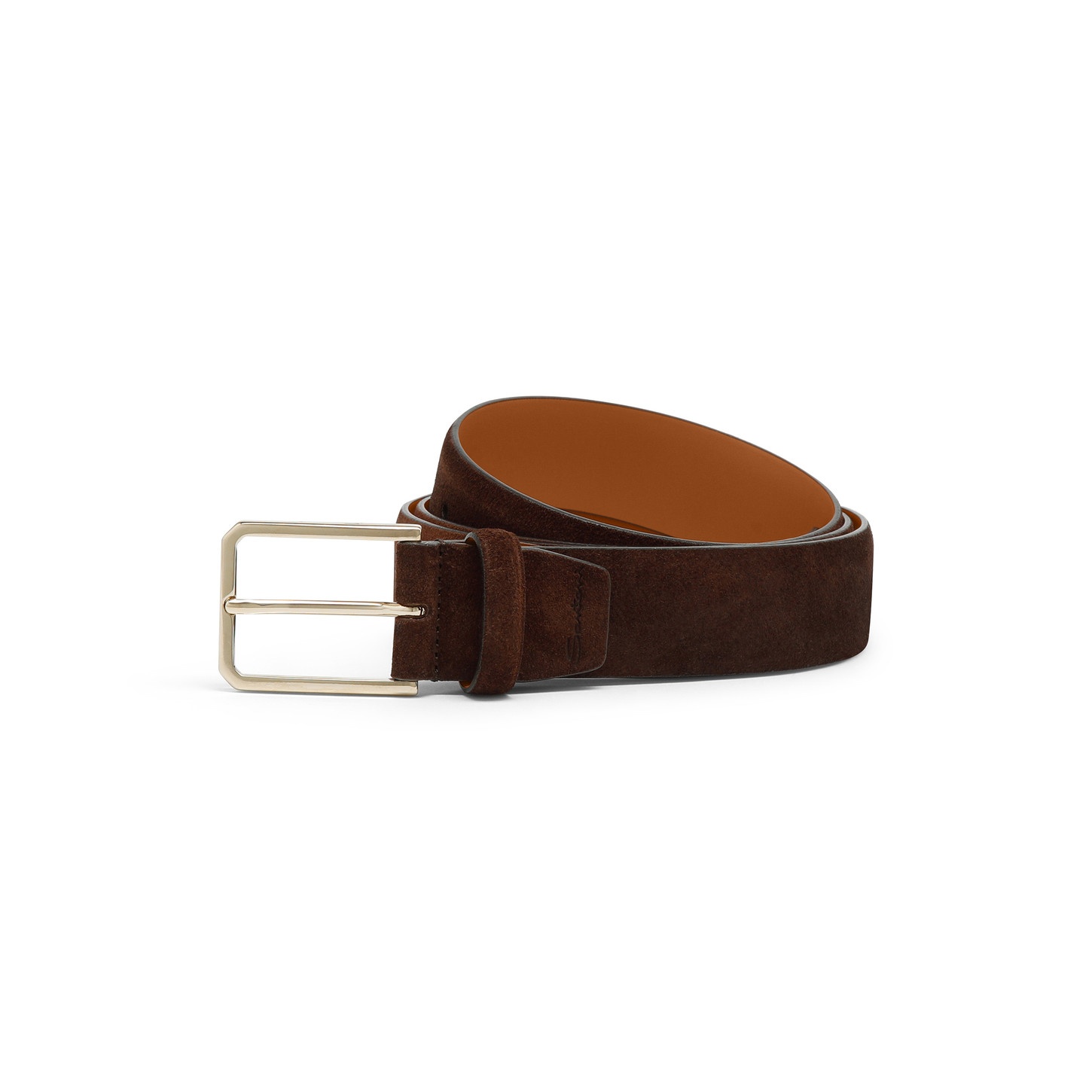 Men's brown suede adjustable belt - 1