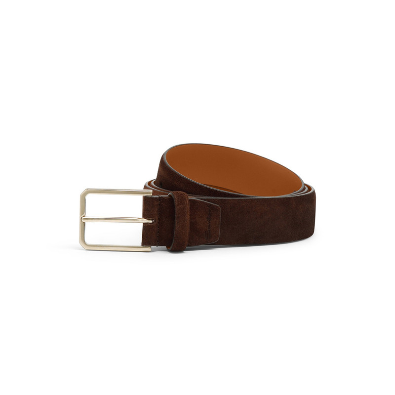 Men's brown suede adjustable belt 1