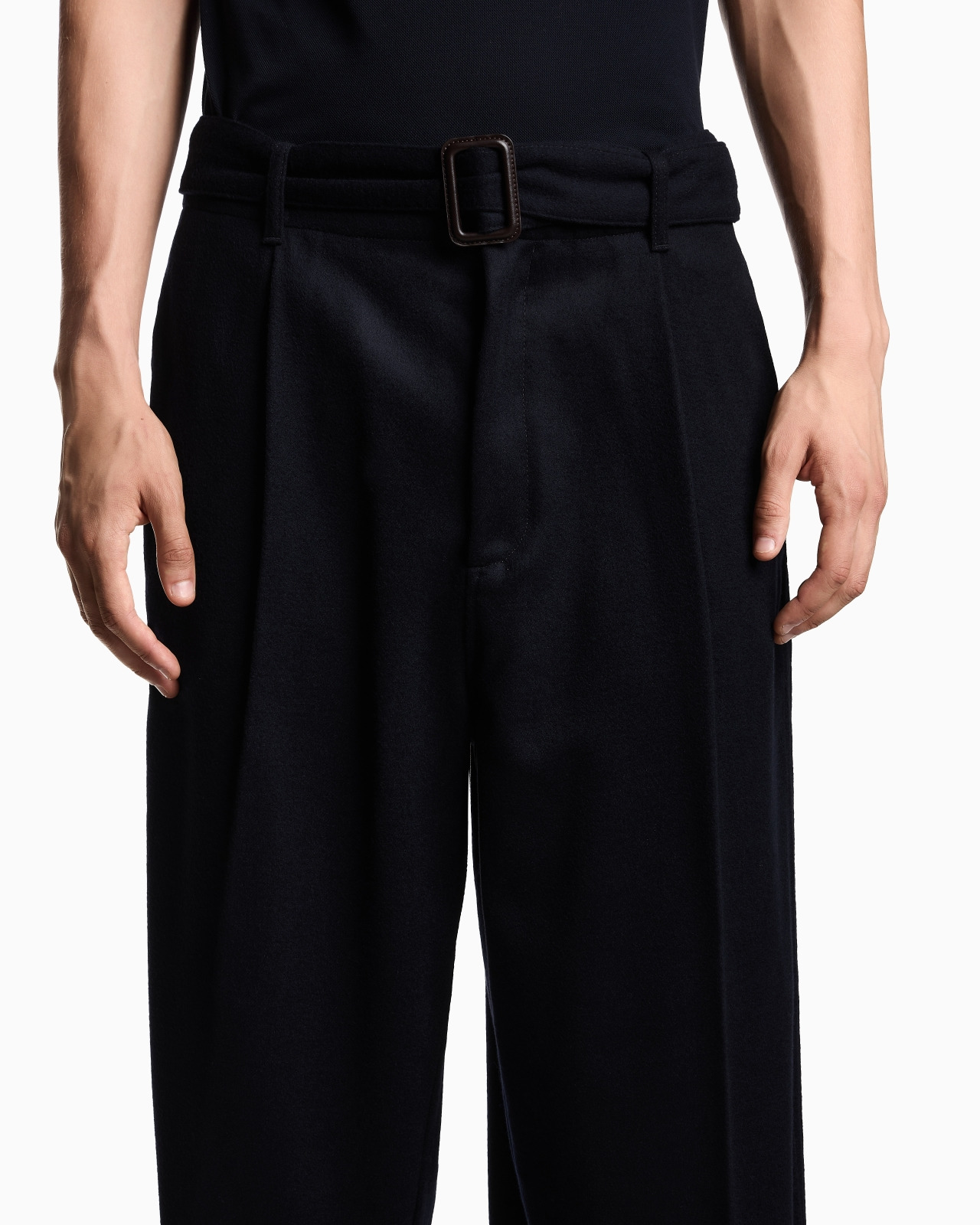 VIRGIN WOOL TROUSERS WITH BELT - 5