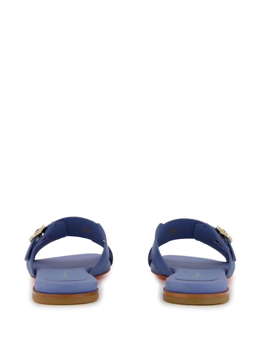 double-buckle leather slides - 5