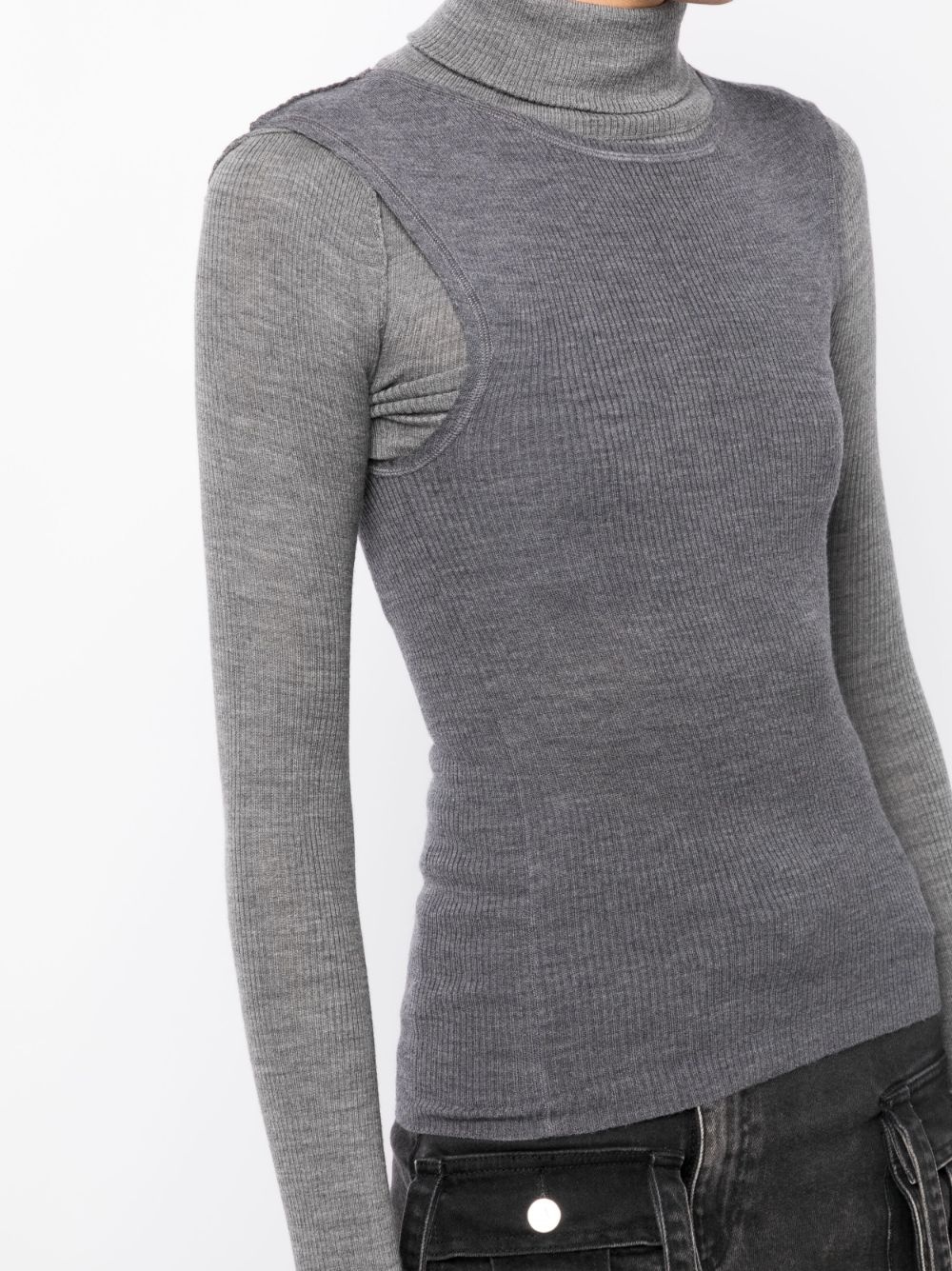 layered roll-neck ribbed top - 5