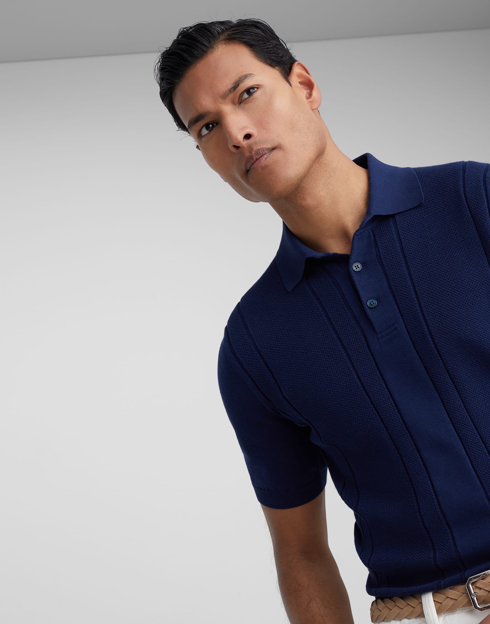 Cotton textured rib knit polo - 4