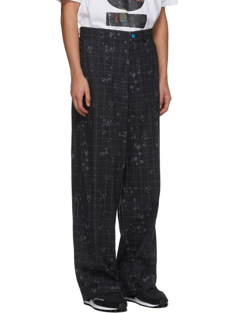 UNDERCOVER Black Cotton Check Trousers outlook