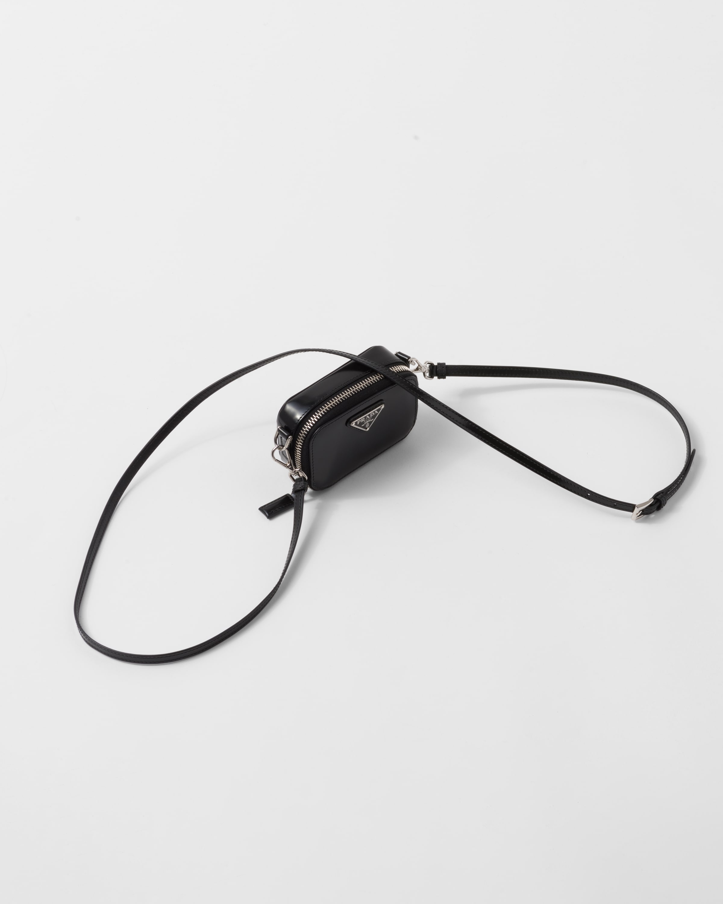 Brushed leather mini-pouch with shoulder strap - 1