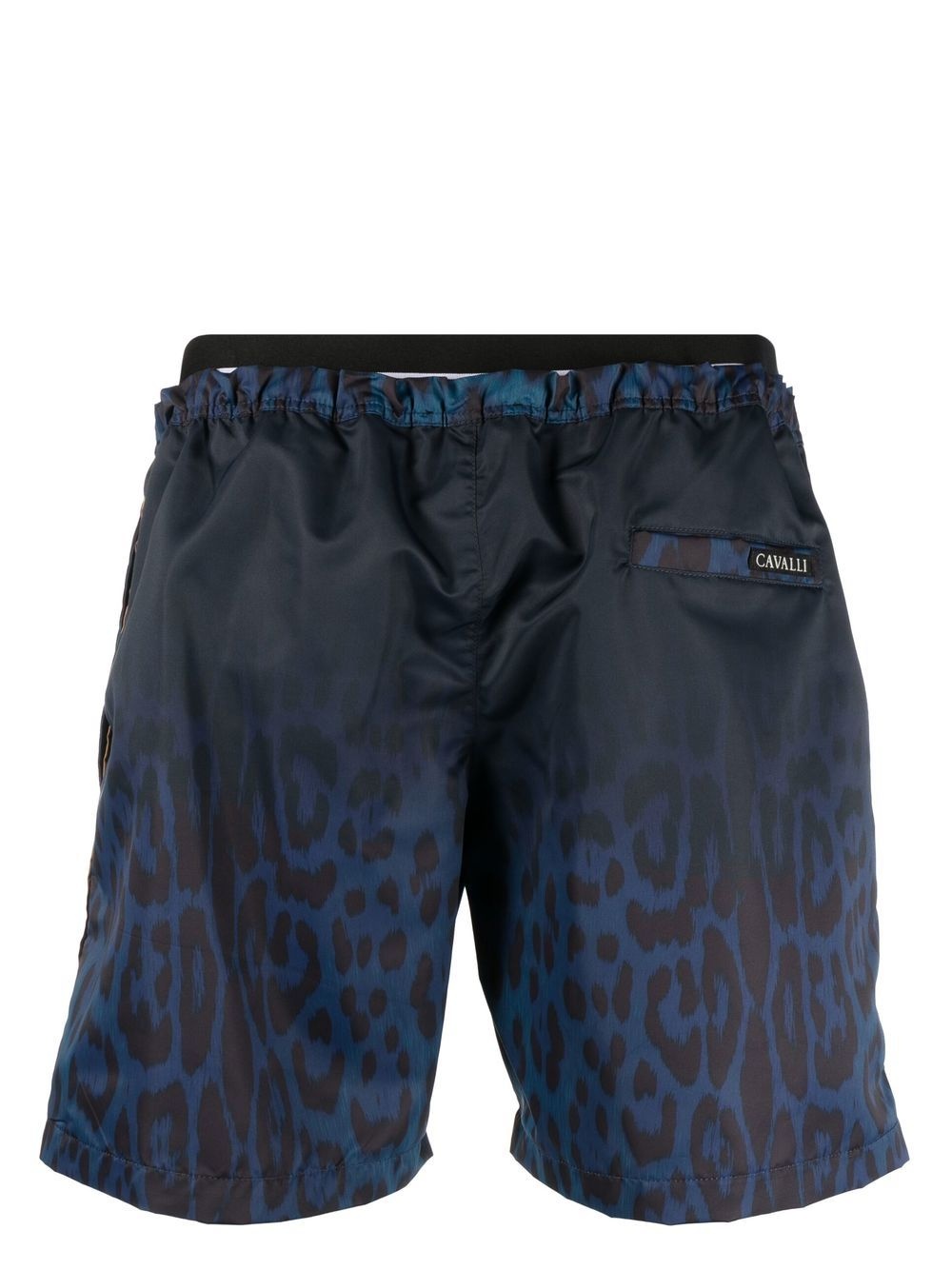leopard print logo-waistband swim shorts - 2