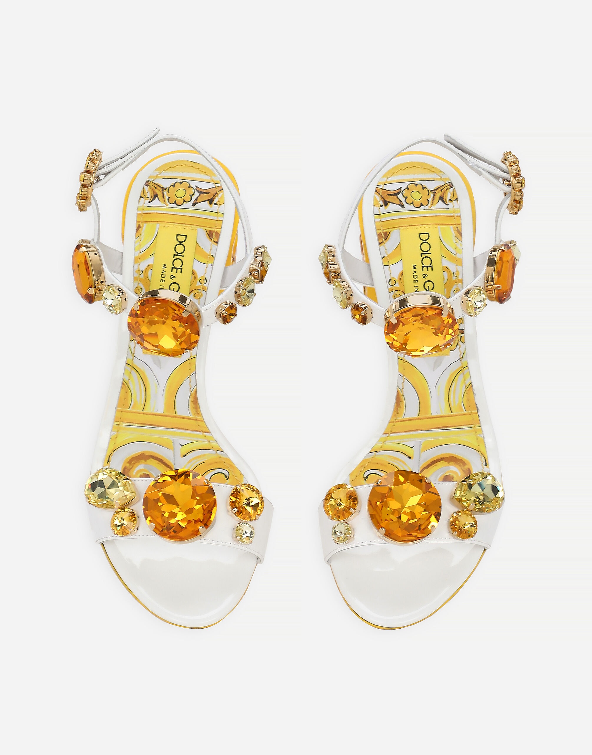 Patent leather sandals with stone embellishment and painted heel - 4