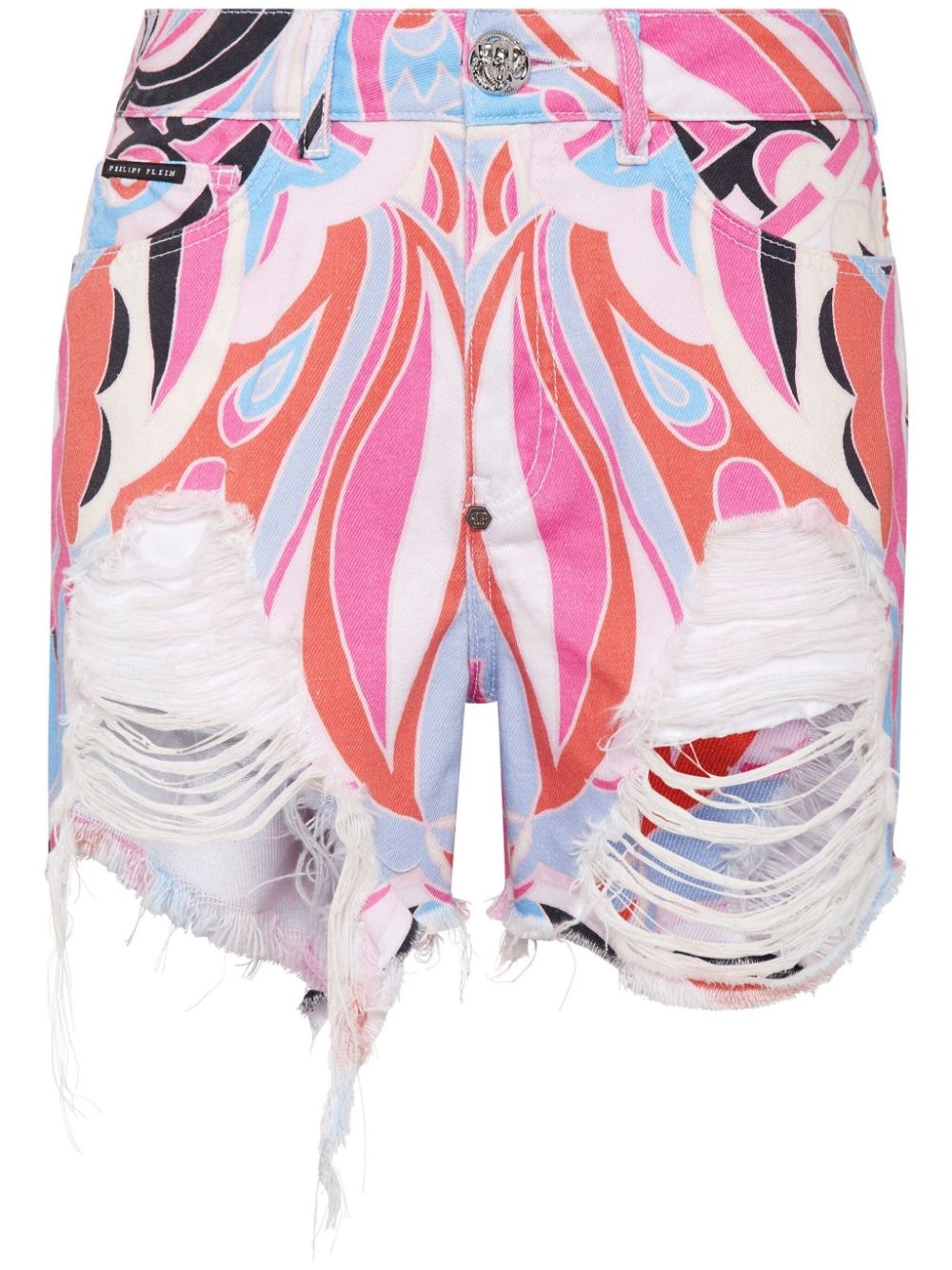 Colorful Circus ripped mini shorts - 1