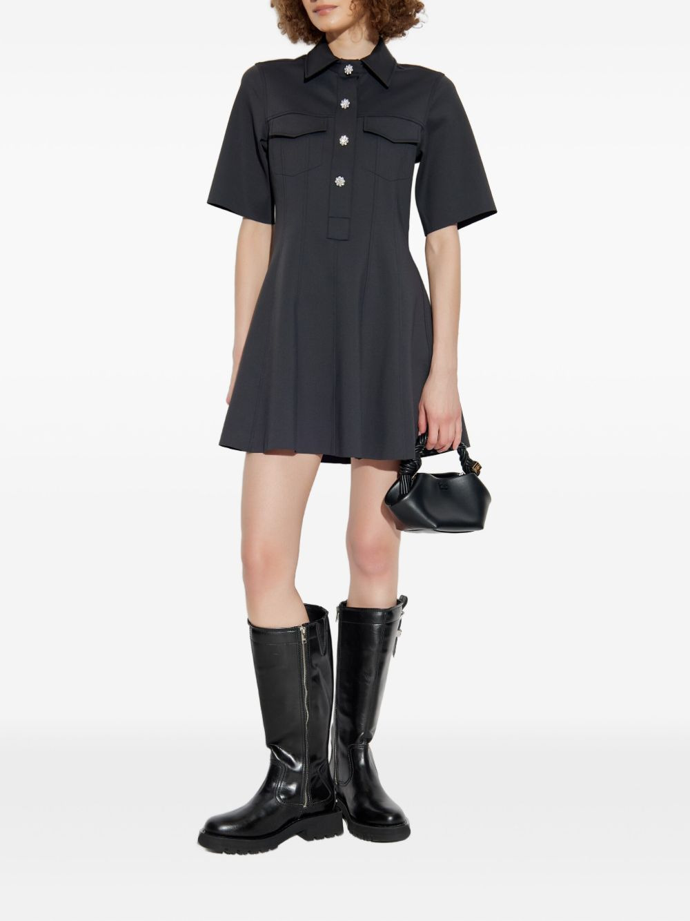embellished short-sleeved mini day dress - 2